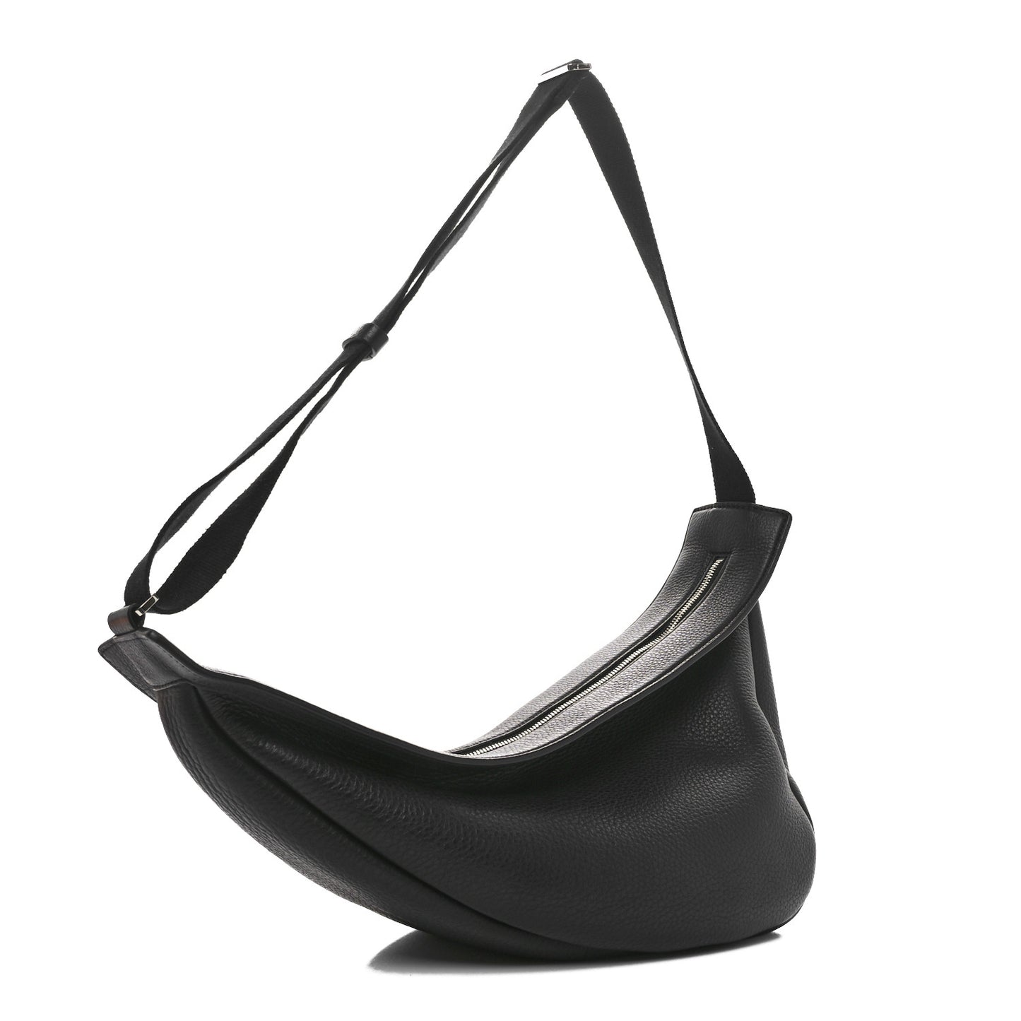 Grained Calfskin Large Slouchy Banana Bag Black