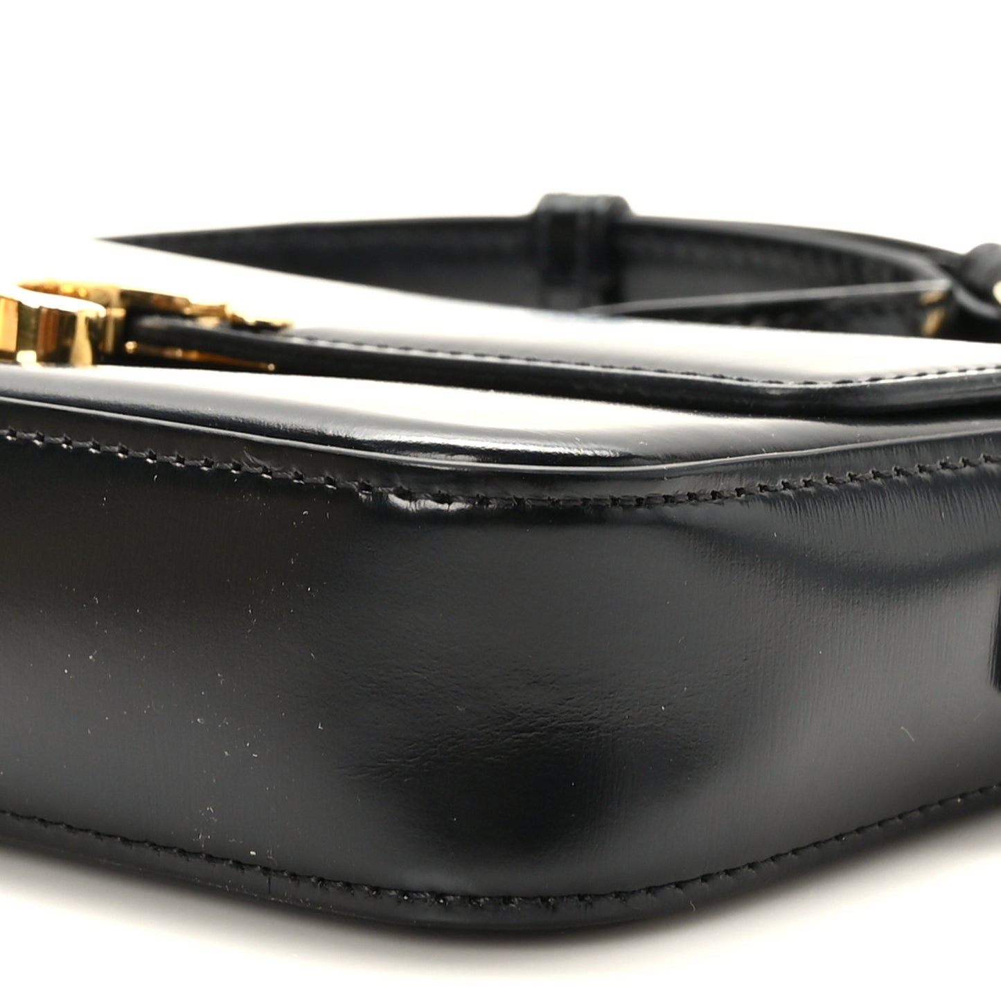 Shiny Calfskin Triomphe Shoulder Bag Black