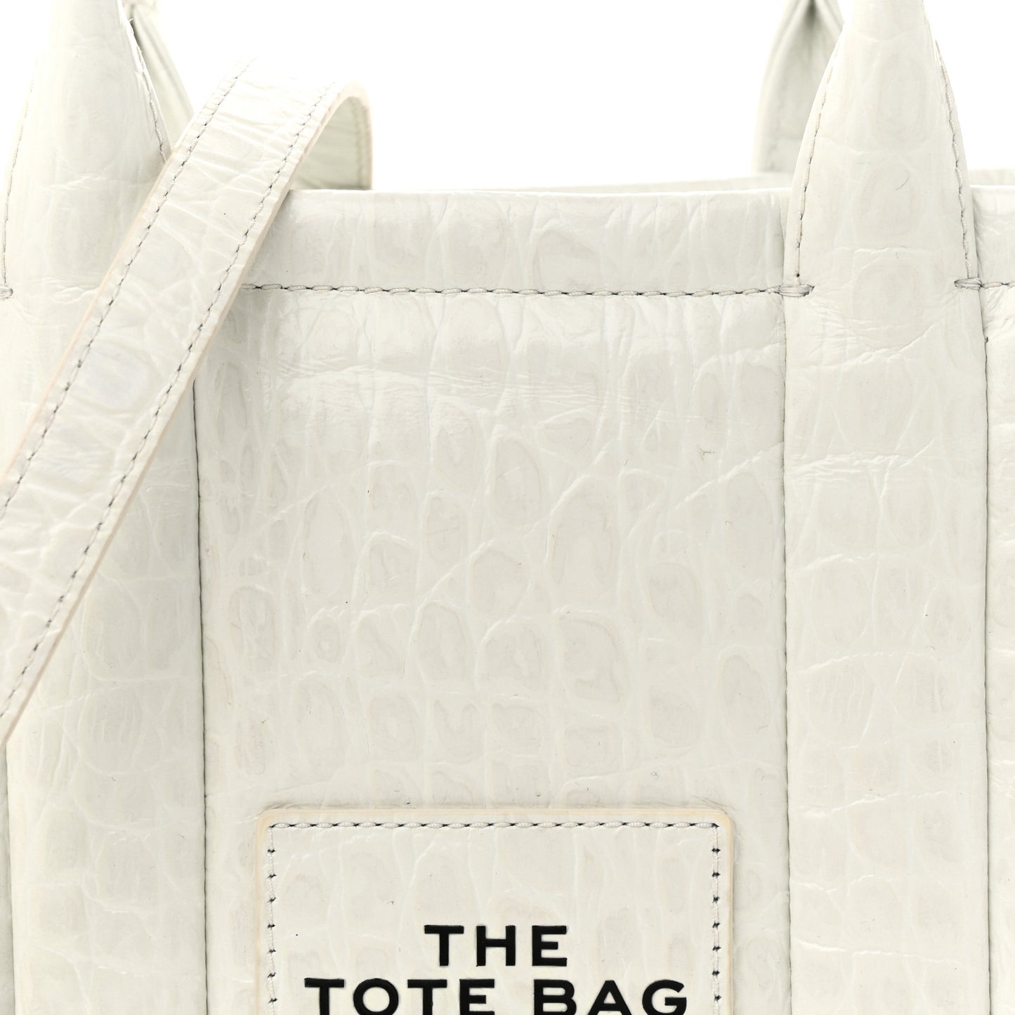 Croc Embossed Medium The Tote Bag White