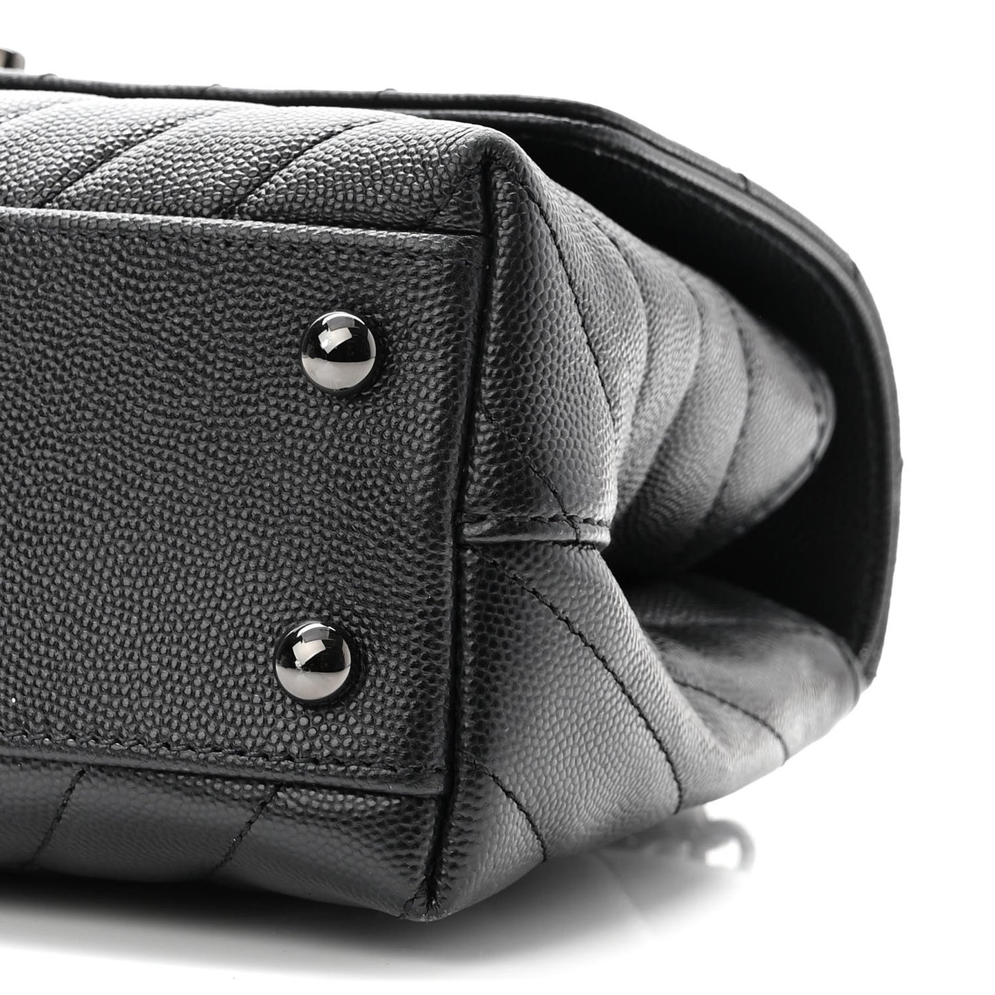Caviar Chevron Quilted Mini Coco Handle Flap So Black