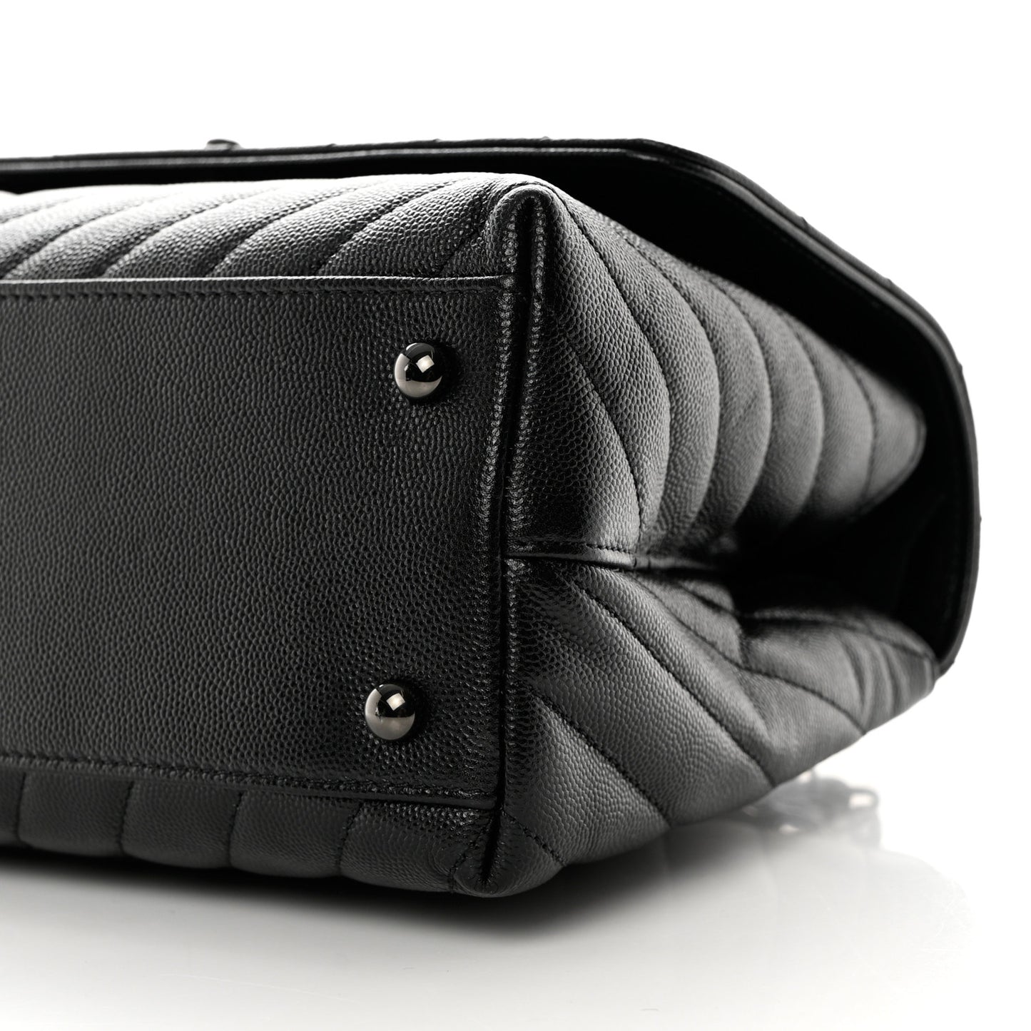 Caviar Chevron Quilted Small Coco Handle Flap So Black