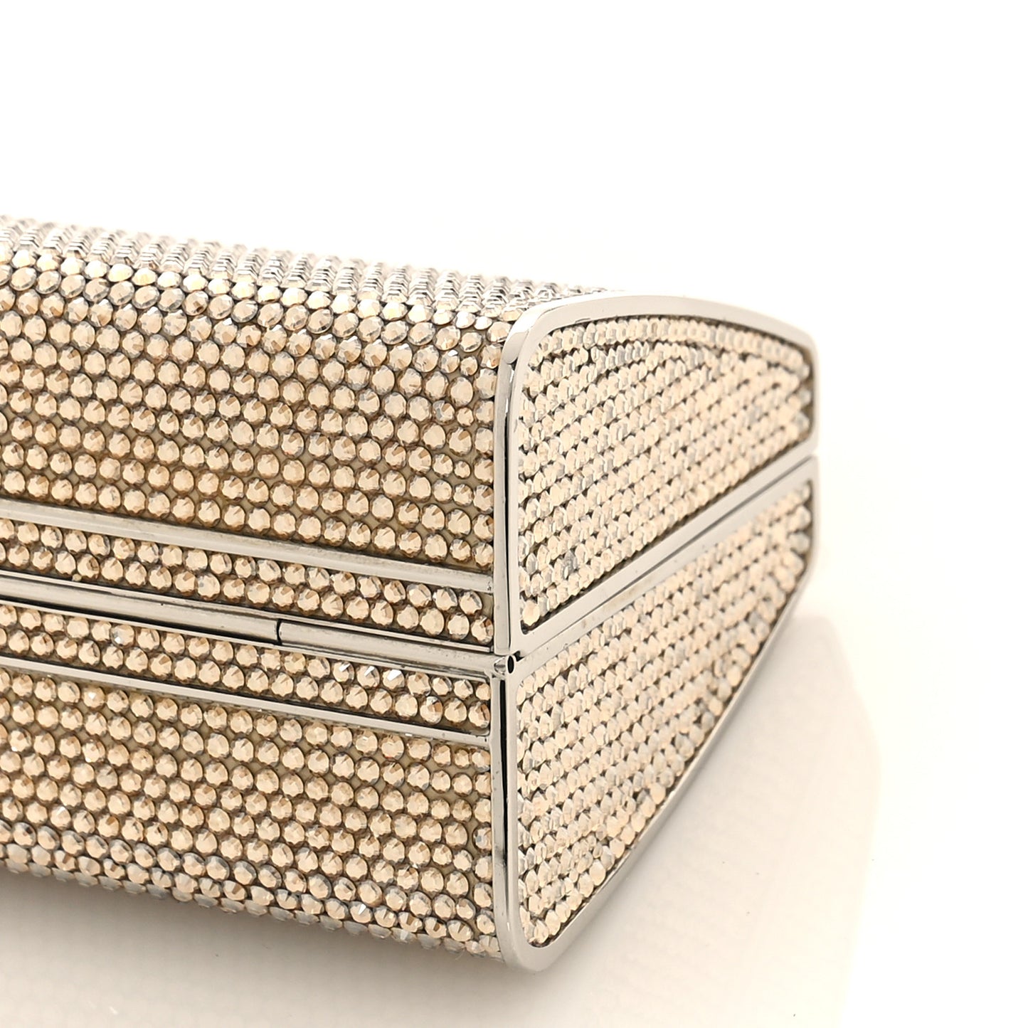 Swarovski Crystal Top Handle Minaudiere Clutch Gold