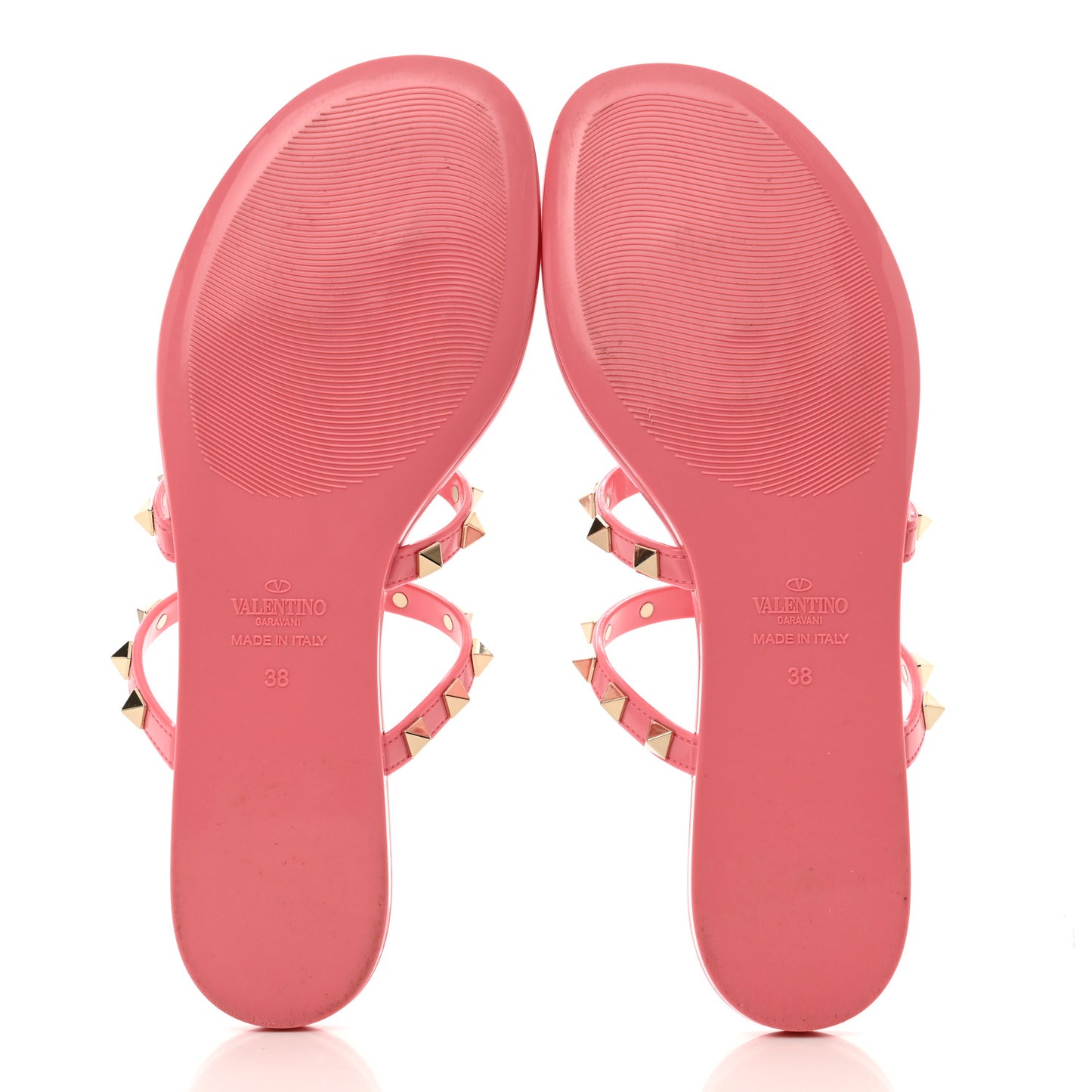 PVC Jelly Rockstud Caged Flat Thong Sandals 38 Dawn Pink