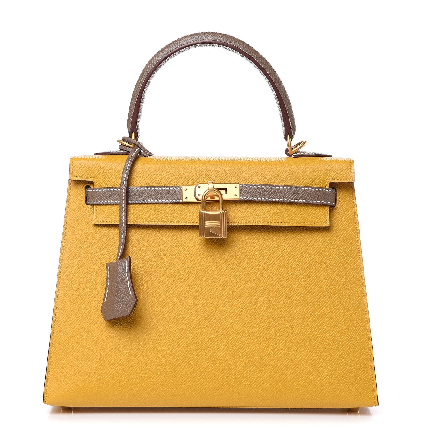 Epsom Horseshoe Kelly Sellier 25 Jaune Ambre Etoupe