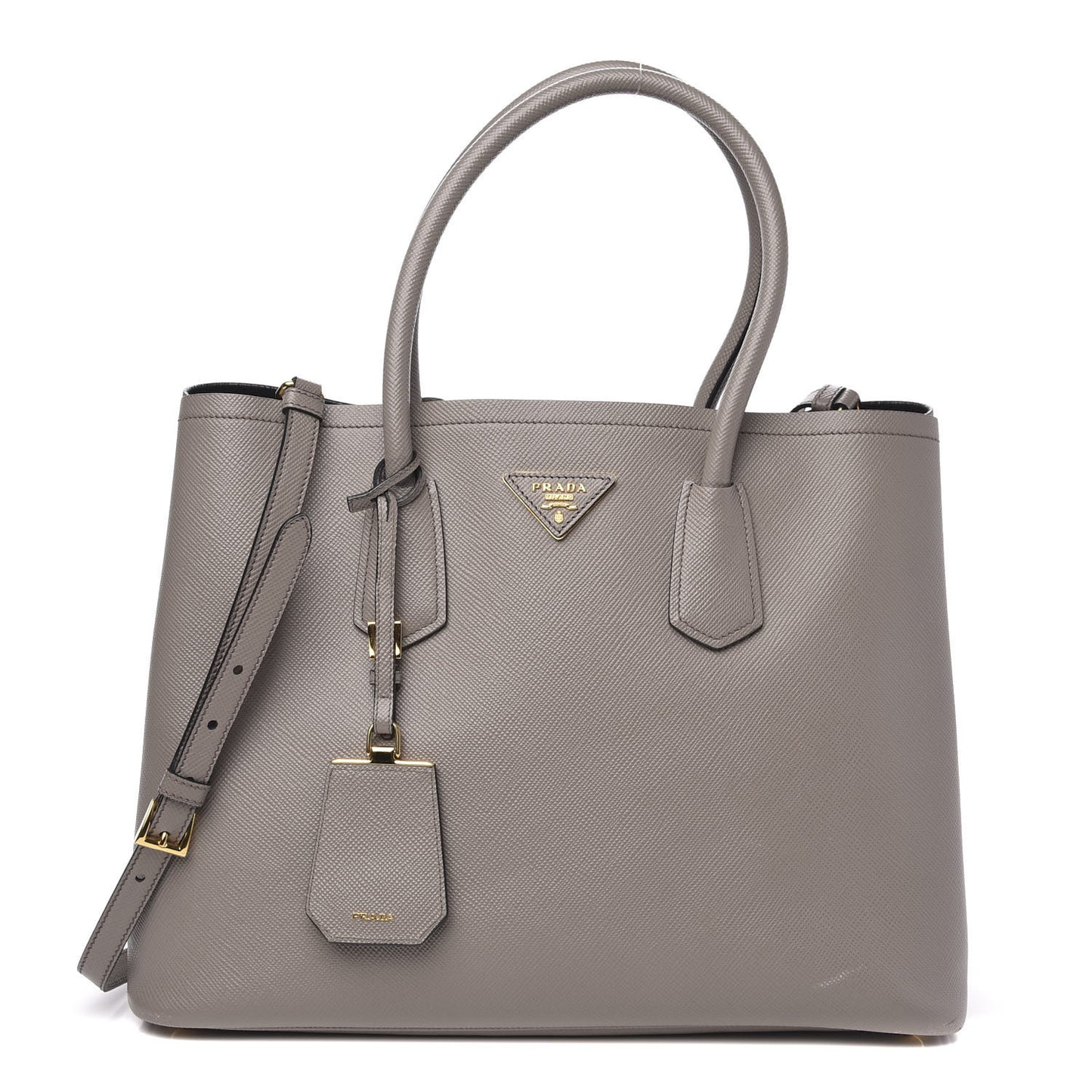 Saffiano Cuir Large Double Bag Argilla