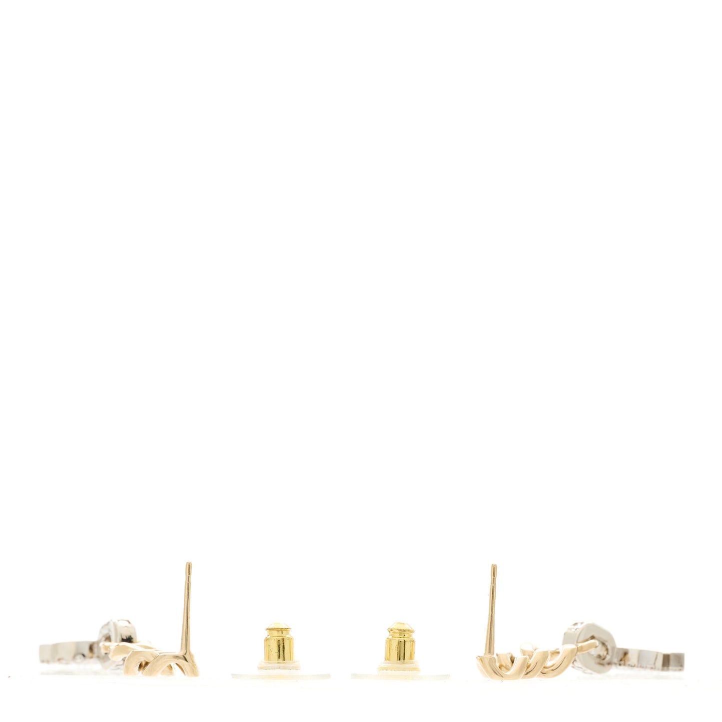 Metal Crystal CC Chain Drop Earrings Gold