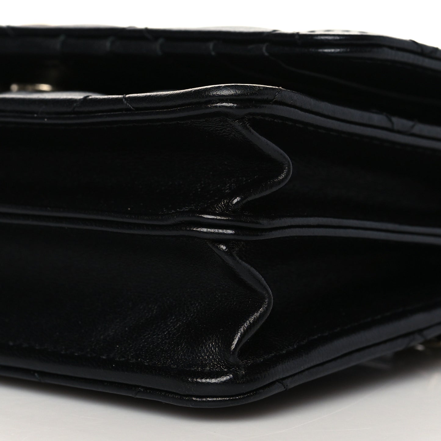 Lambskin Quilted Mini Camellia Bow Wallet On Chain WOC Black