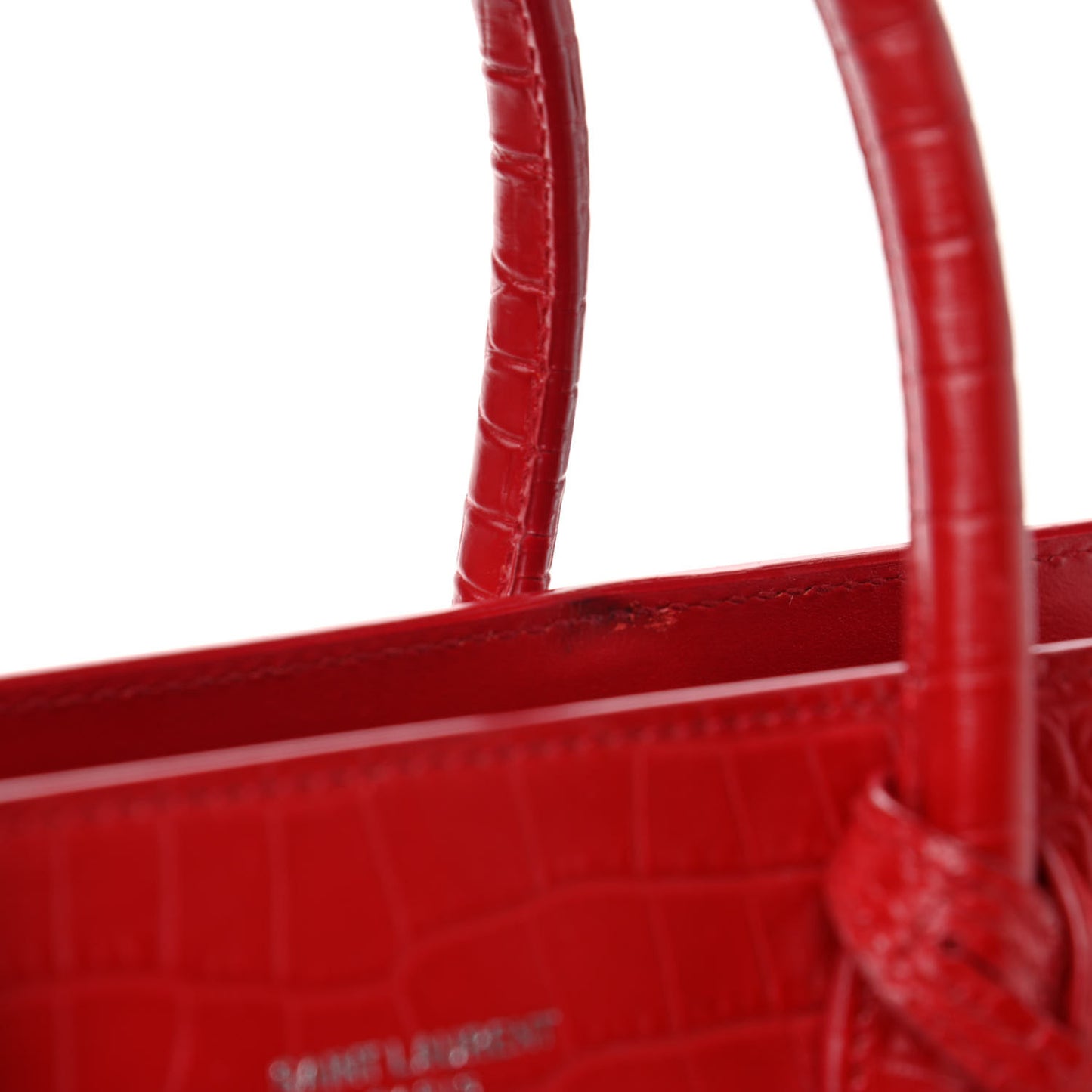 Calfskin Crocodile Embossed Baby Sac De Jour Red