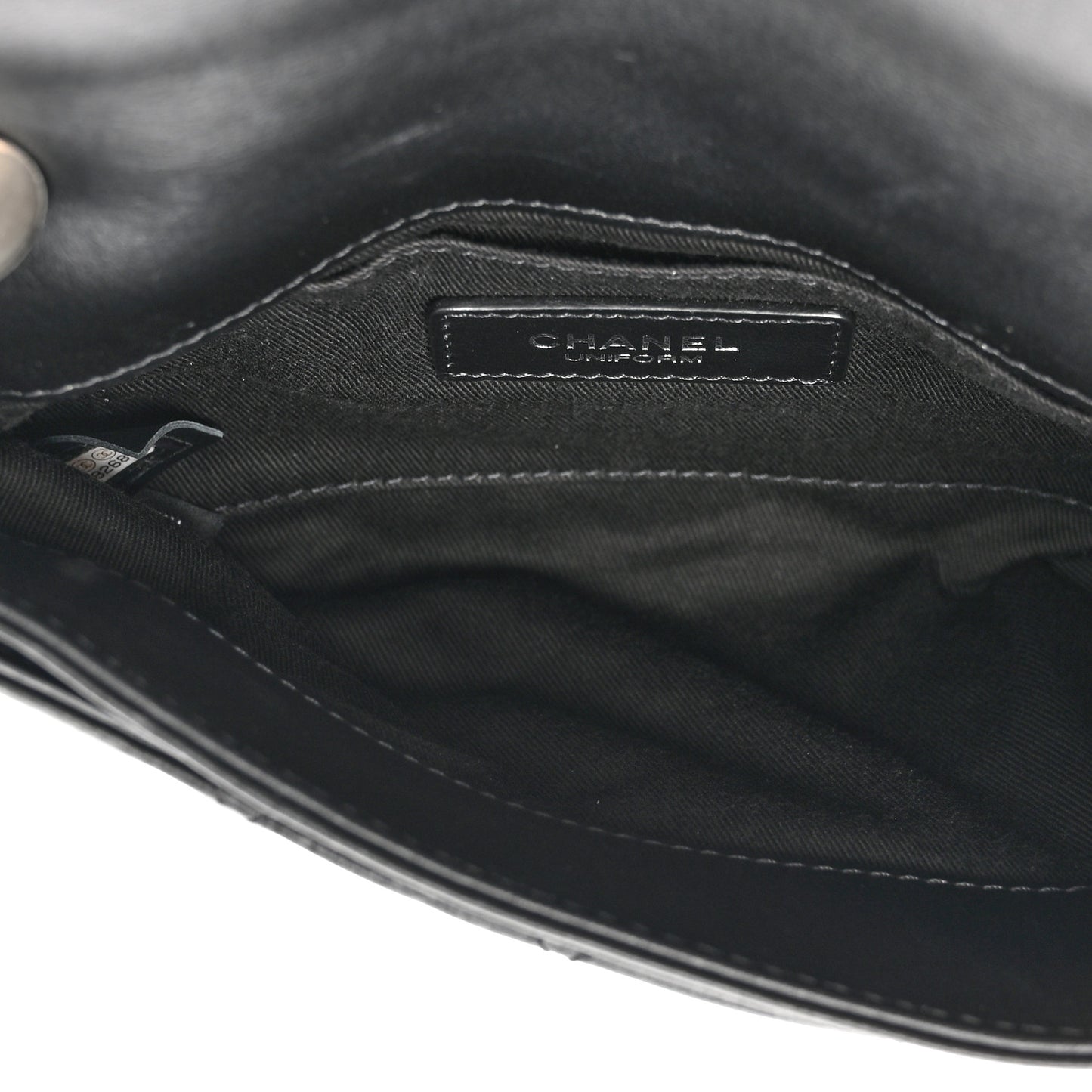 Calfskin Quilted CC Uniform Flap Belt Bag Black