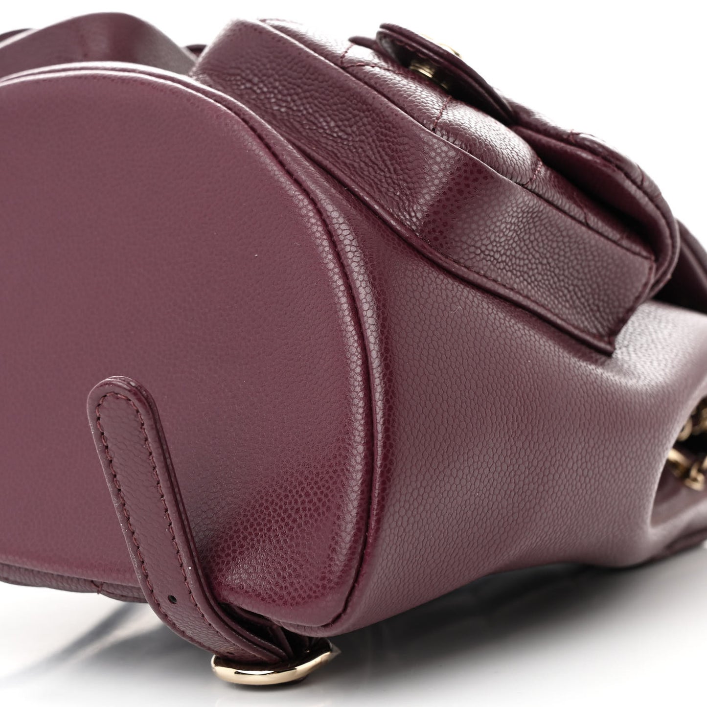 Shiny Caviar Quilted Medium Duma Pockets Drawstring Backpack Dark Burgundy