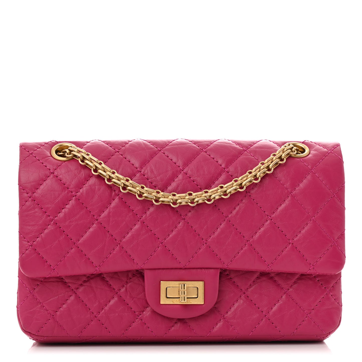 Aged Calfskin Quilted 2.55 Reissue 225 Flap Fuchsia