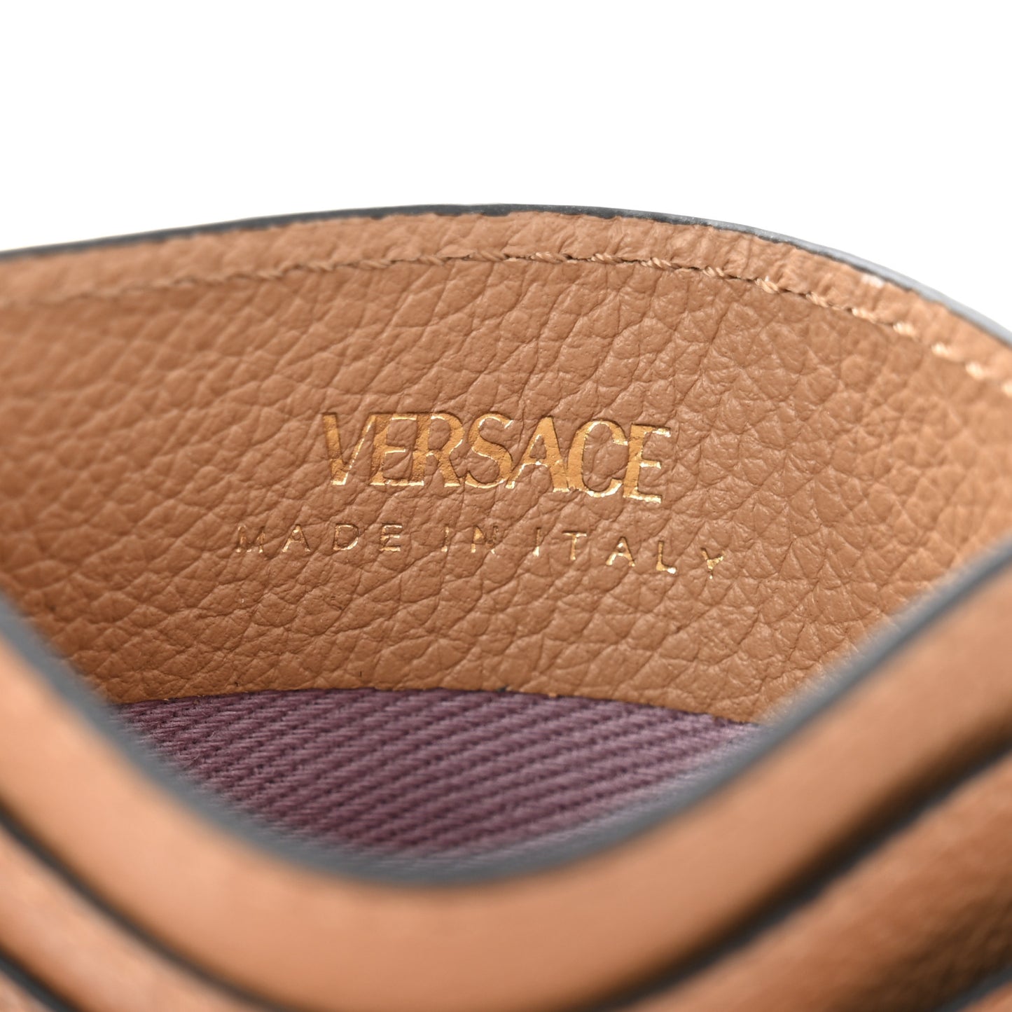 Calfskin Medusa Card Holder Brown