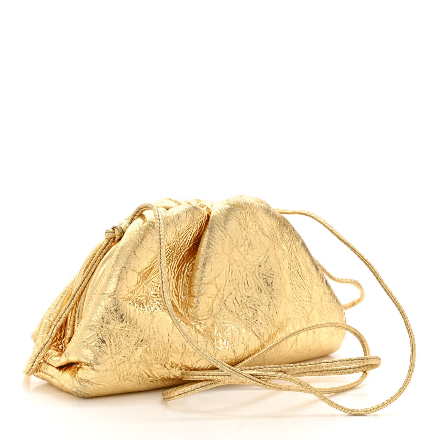 Bottega Veneta Metallic Crinkled Lambskin The Mini Pouch Oro 3 of 14