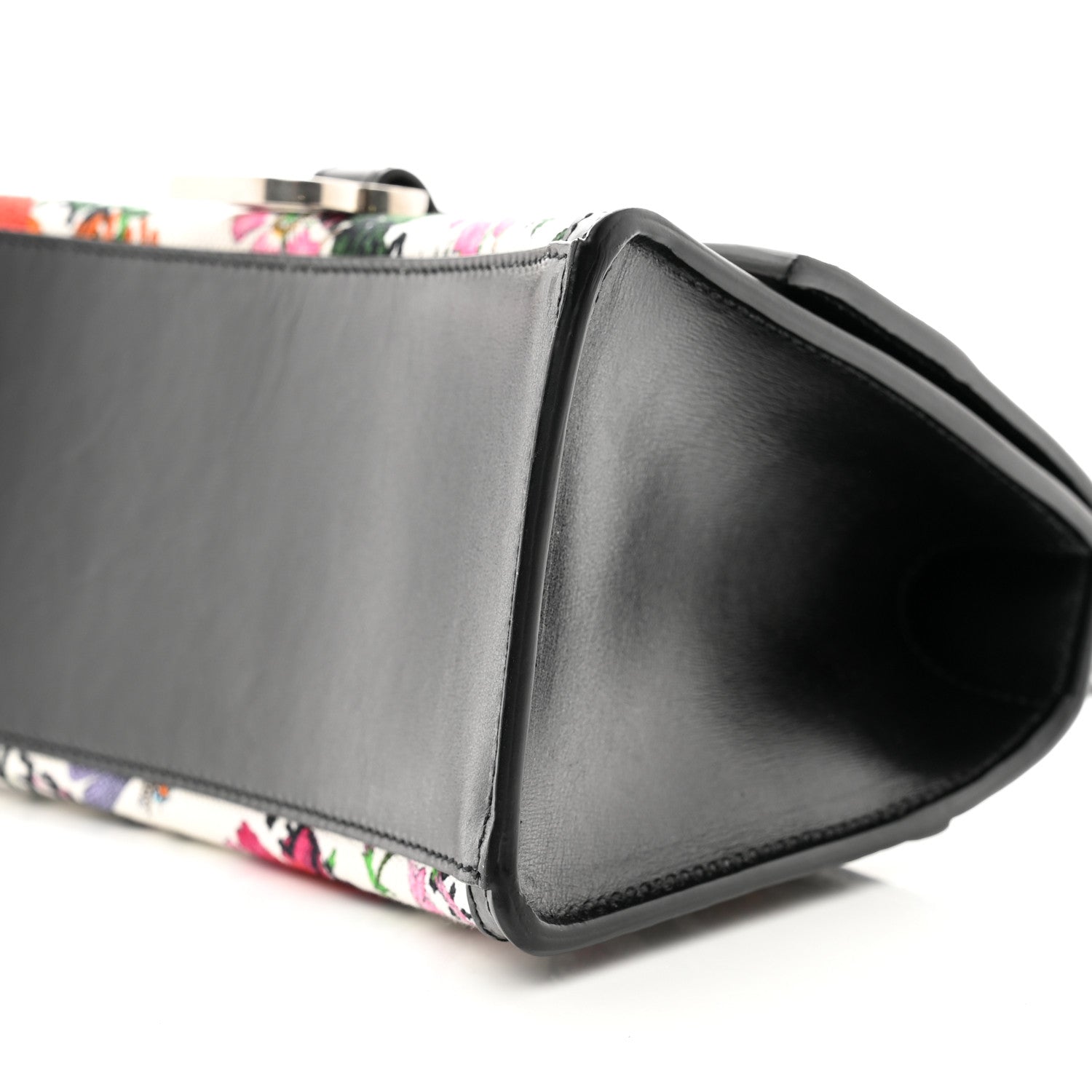 Balenciaga X GUCCI Canvas Boarded Plutone Calfskin Flora Logo Print Small Hourglass Top Handle Bag White Multicolor Black 9 of 9