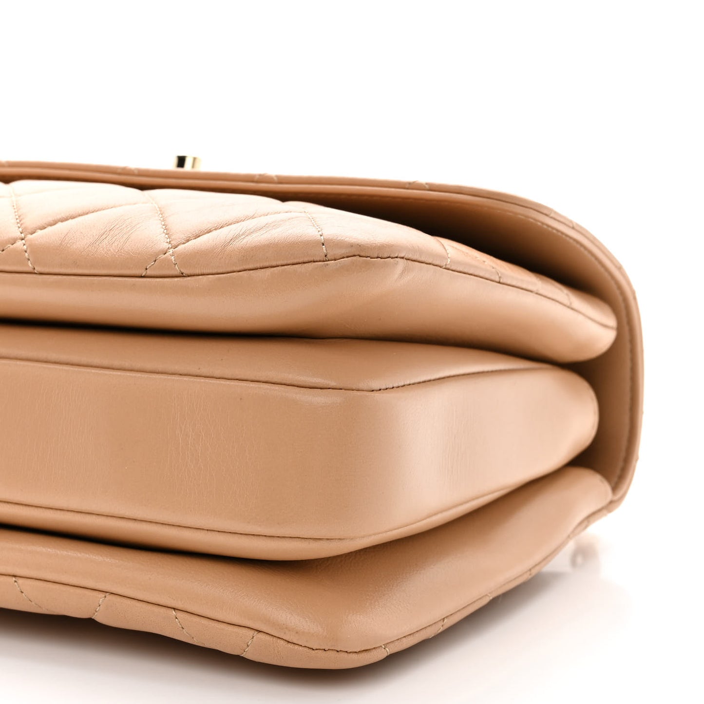 Lambskin Quilted Small Trendy CC Dual Handle Flap Bag Beige