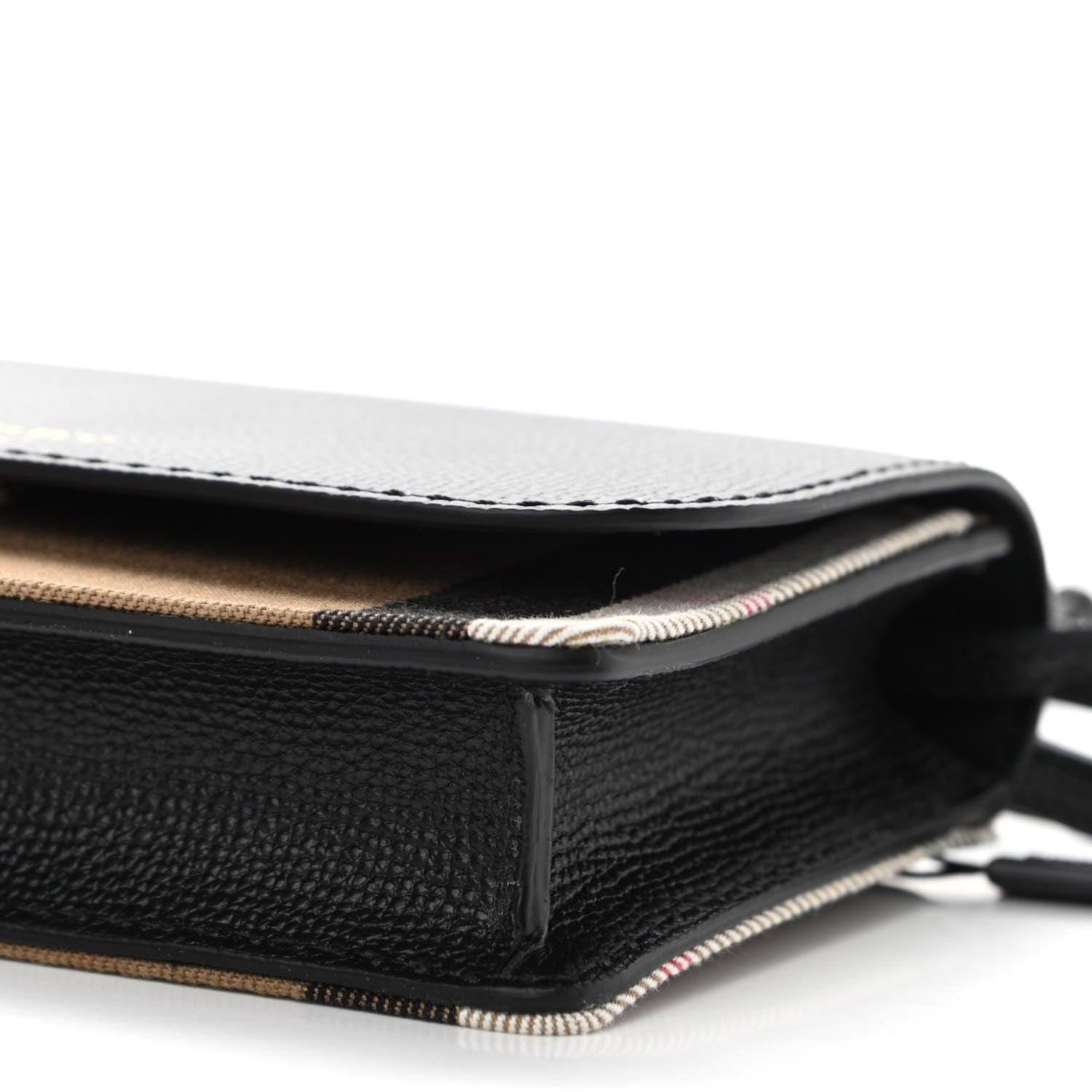 Burberry Derby Calfskin House Check Wallet On Chain Black 10 of 10