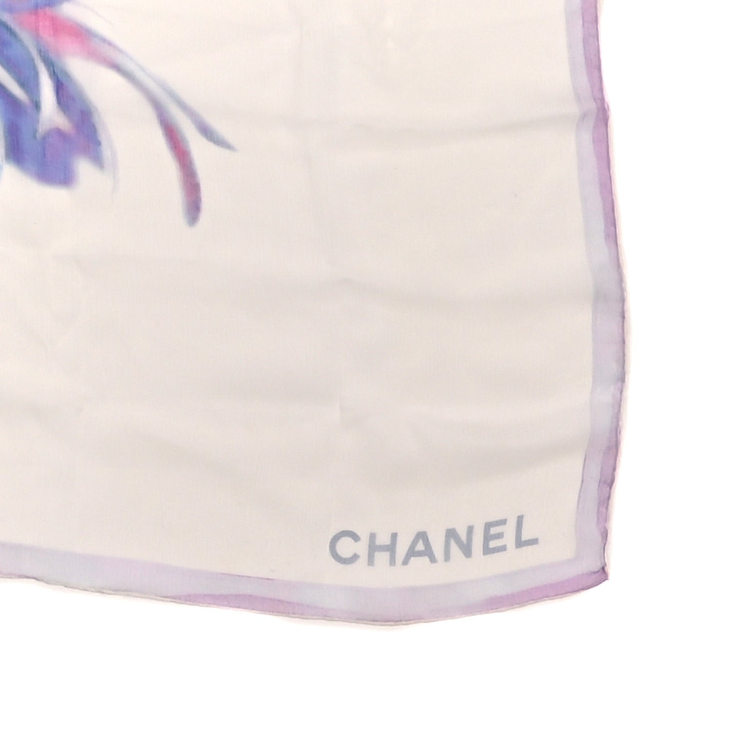 Silk Chiffon Floral Square Scarf White Multicolor