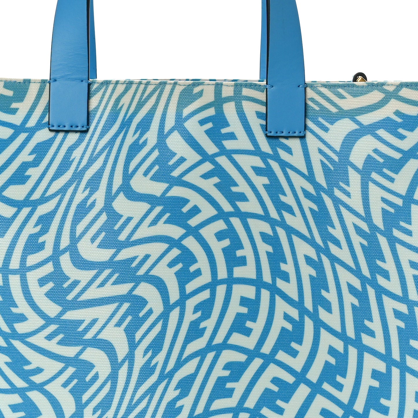 X SARAH COLEMAN Glazed Canvas Vitello King FF Vertigo Shopping Tote Bag Cyber Blue White