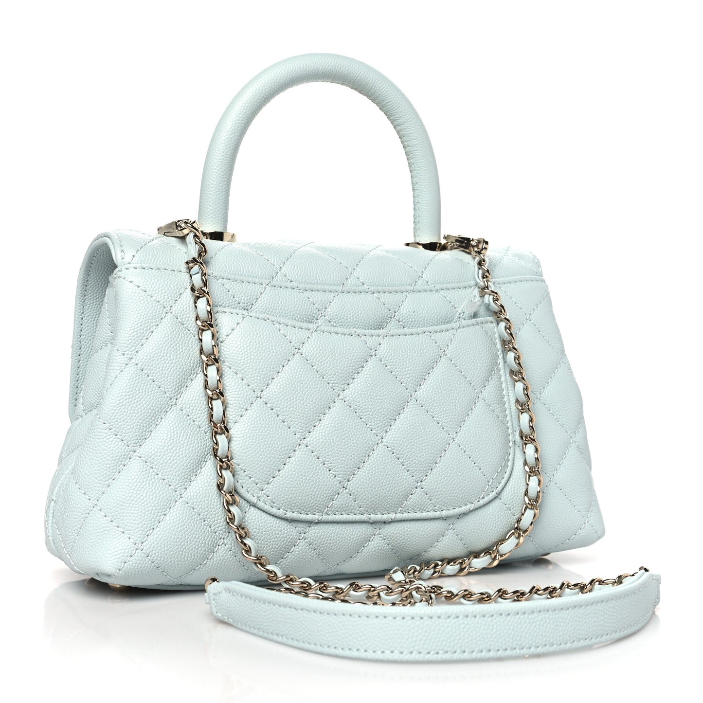 Caviar Quilted Mini Coco Handle Flap Light Blue