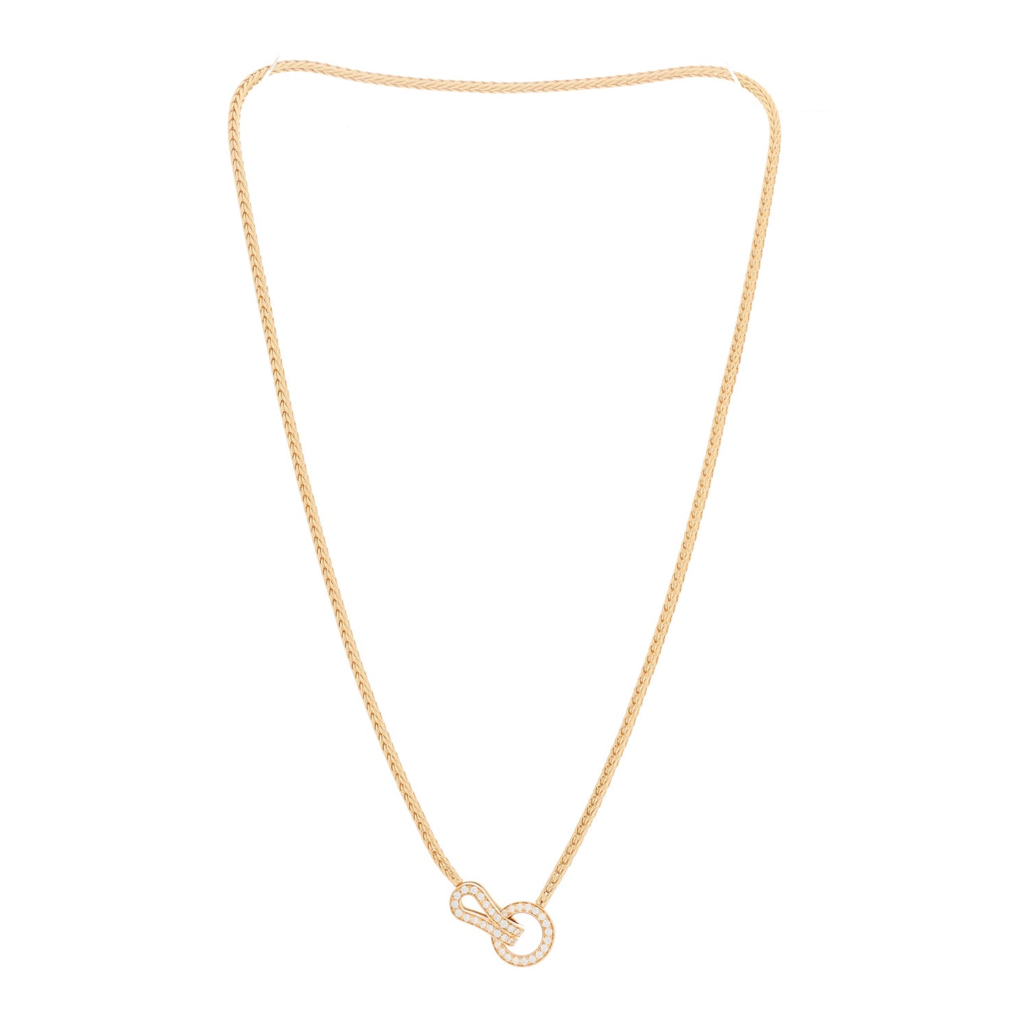 18K Yellow Gold Diamond Agrafe Rope Necklace