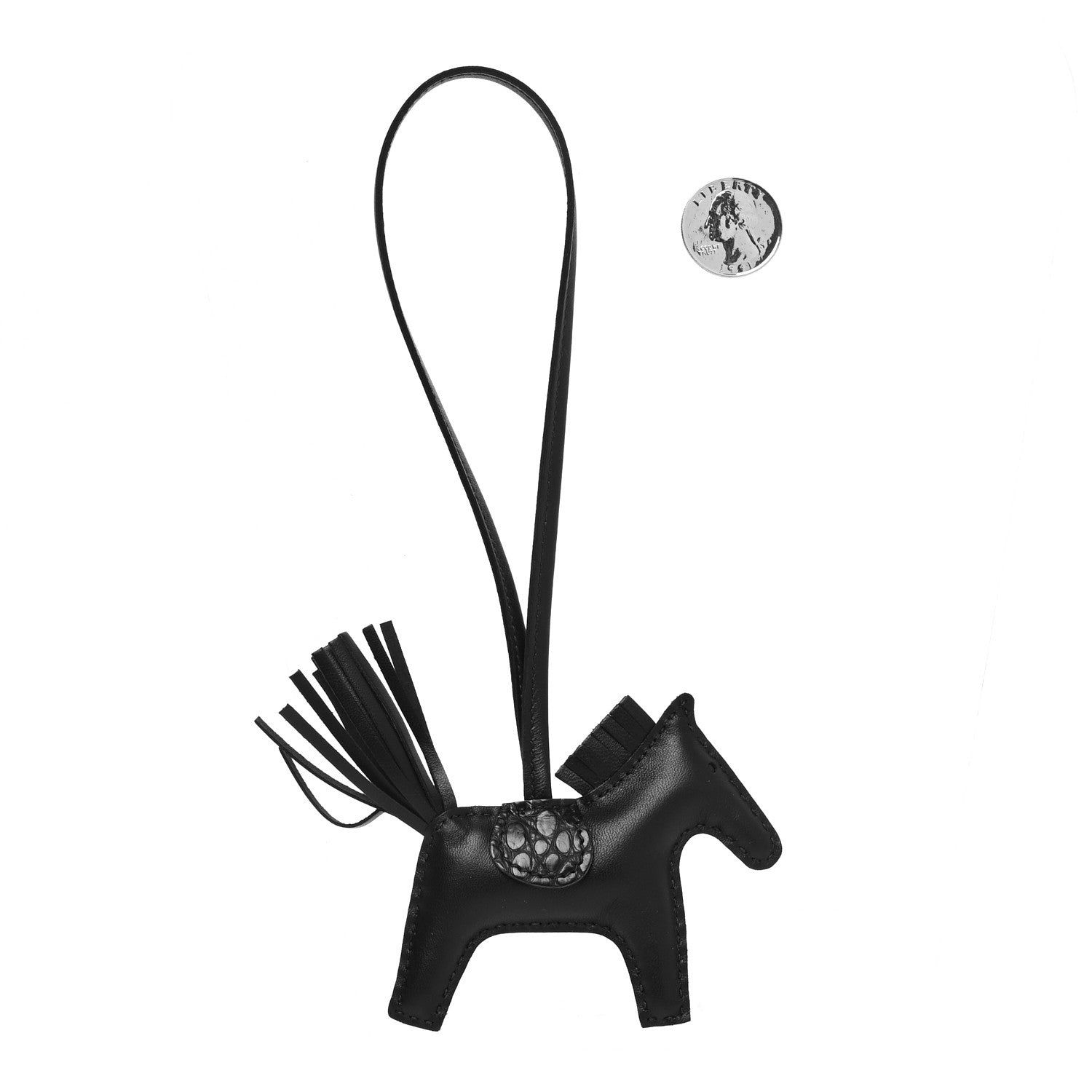 Hermes Milo Lambskin Matte Alligator Touch Grigri Rodeo Horse Bag Charm PM So Black 2 of 3