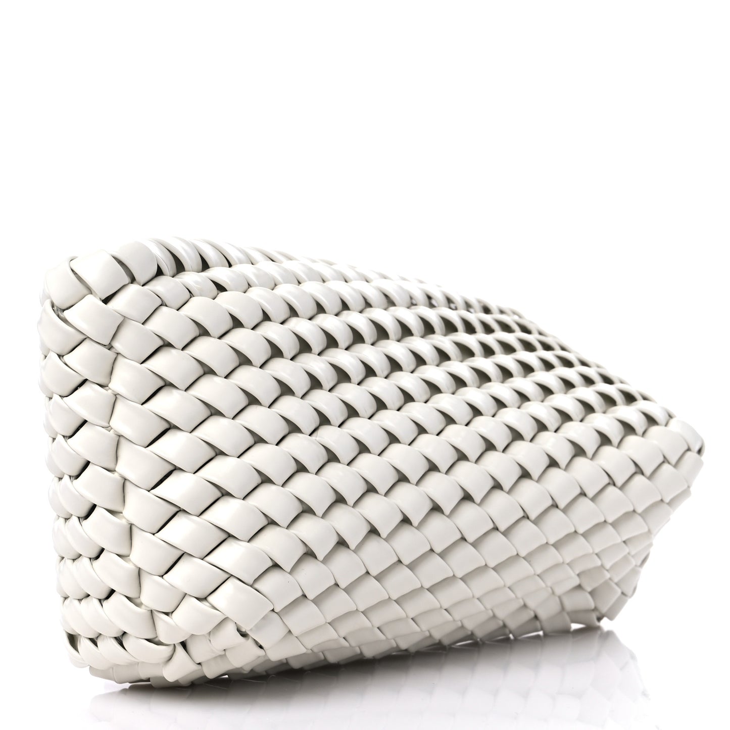 Patent Nappa Intrecciato Slanted Clutch White