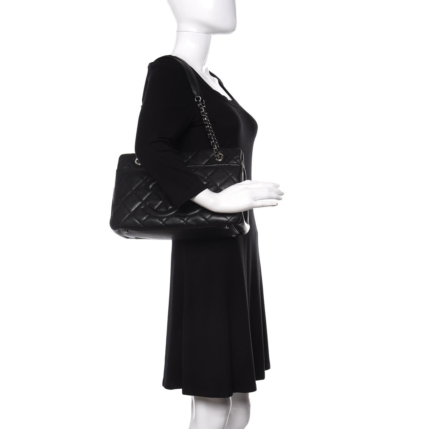 Caviar Quilted Timeless CC Soft Tote Black