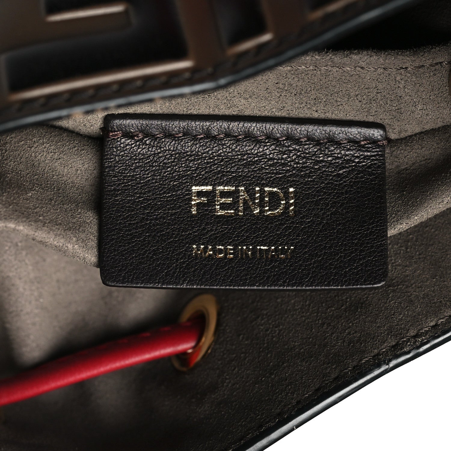 Fendi Vitello Grace F is Fendi Bi-Color FF 1974 Embossed Grande Mon Tresor Bucket Bag Maya Black Fragola 6 of 11