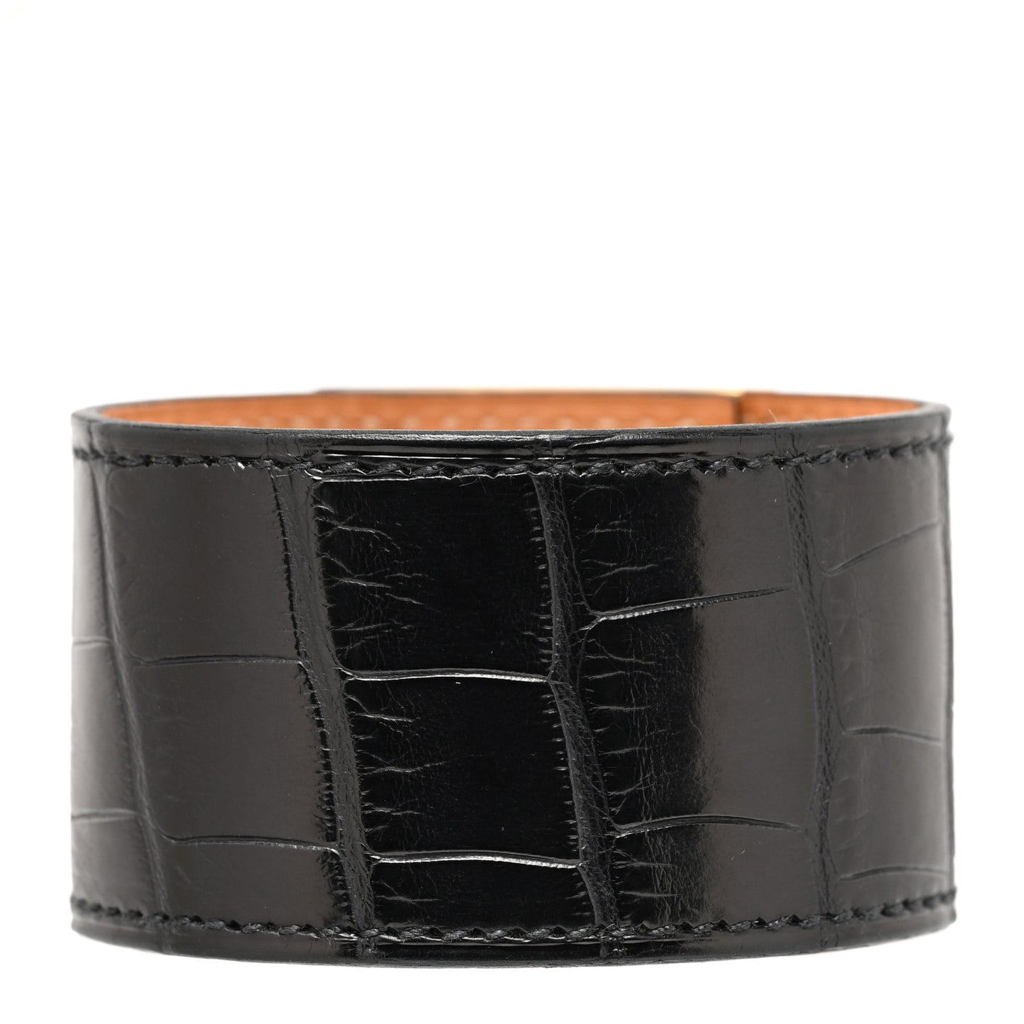 Shiny Alligator Kelly Dog Cuff T1 Black