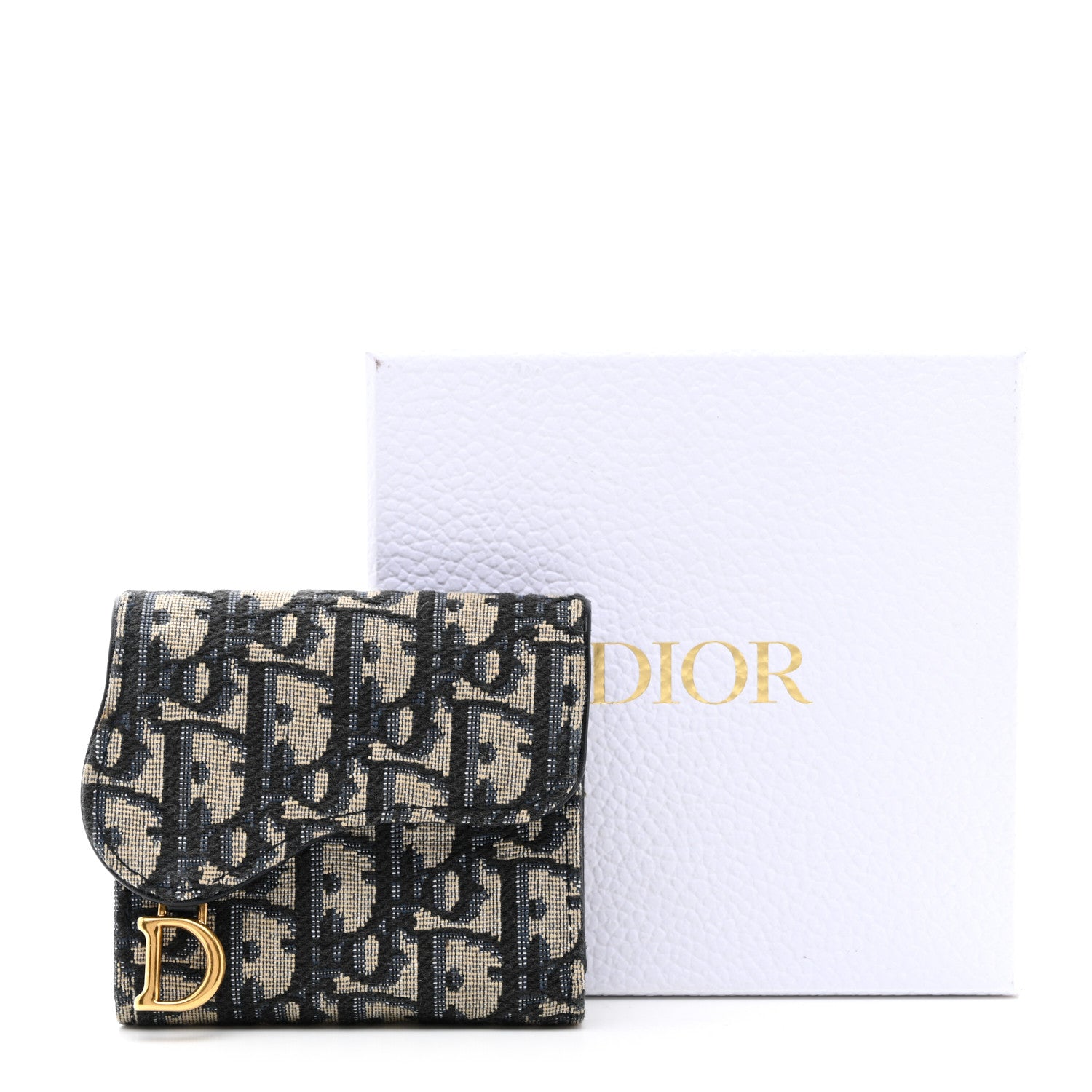 Christian Dior Oblique Saddle Lotus Wallet Blue 9 of 9