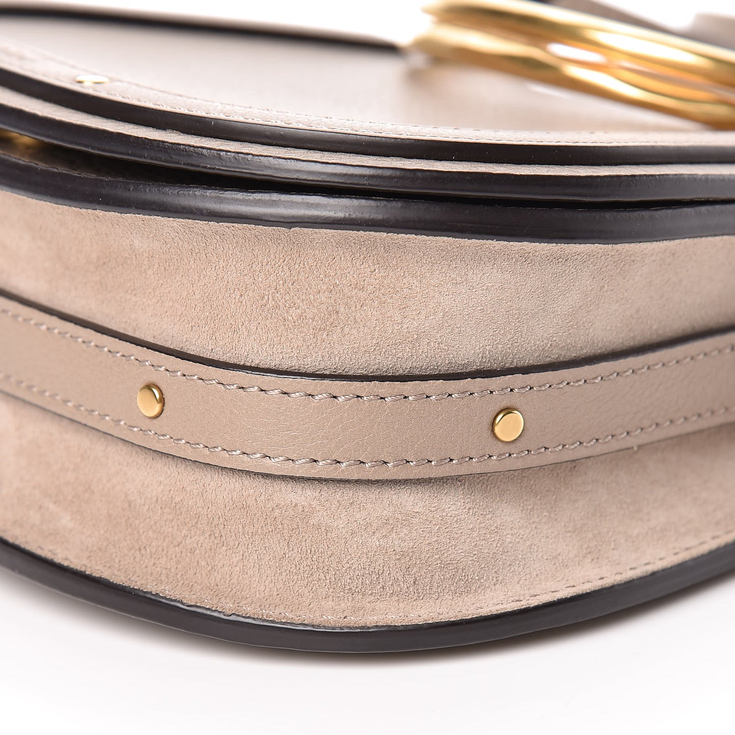 Calfskin Suede Small Nile Bracelet Bag Motty Grey