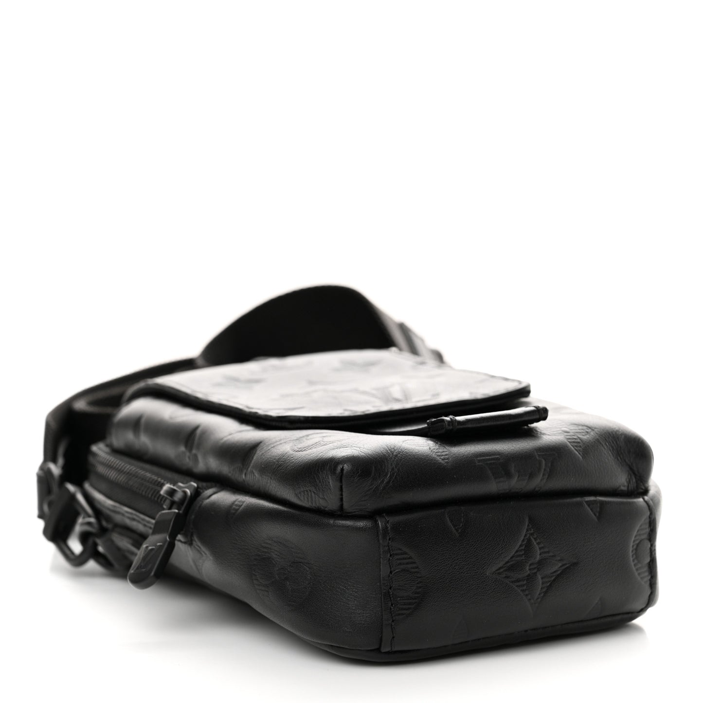 Calfskin Monogram Shadow Double Phone Pouch NM Black