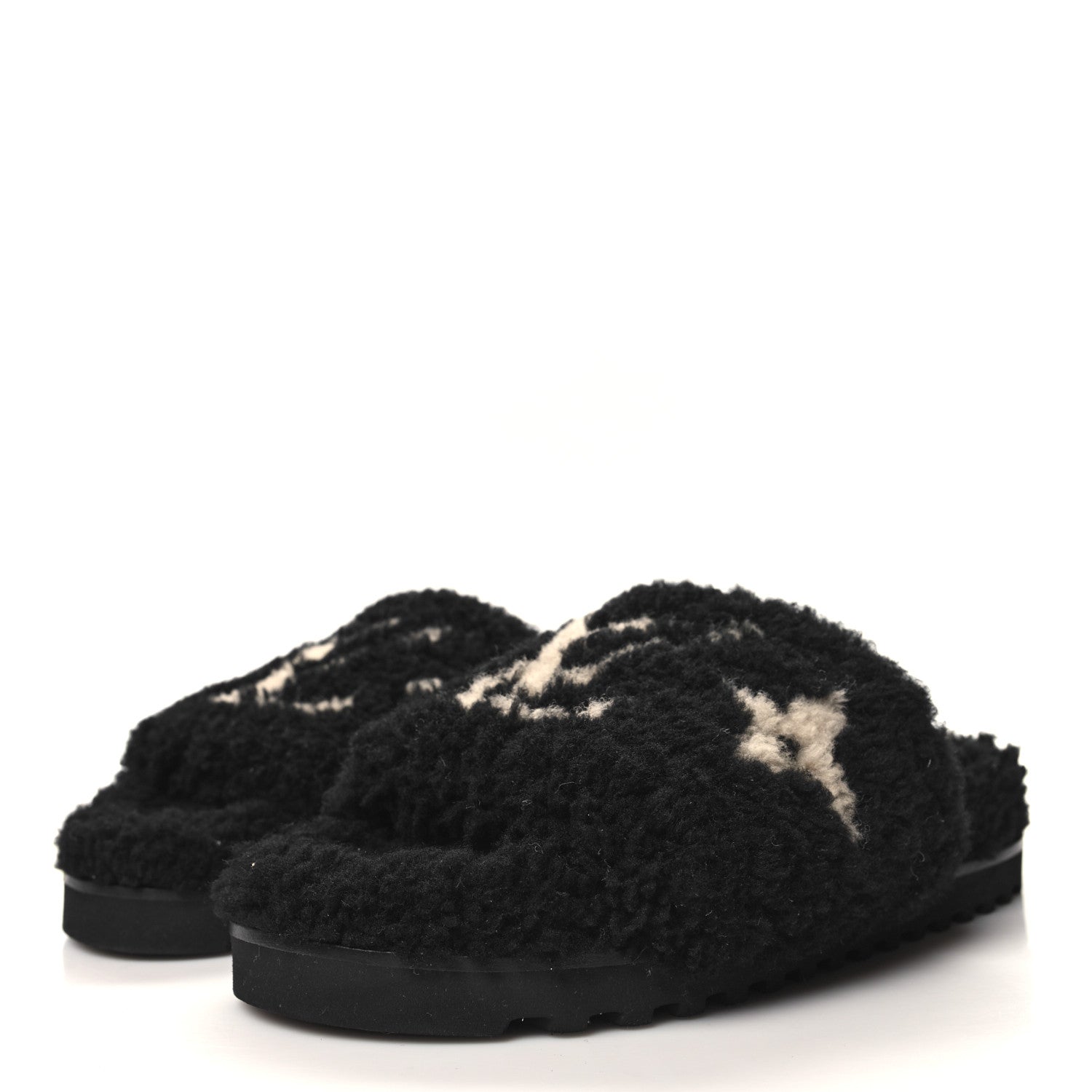 Louis Vuitton Shearling Monogram Giant Paseo Flat Comfort Mule 38 Black 3 of 9