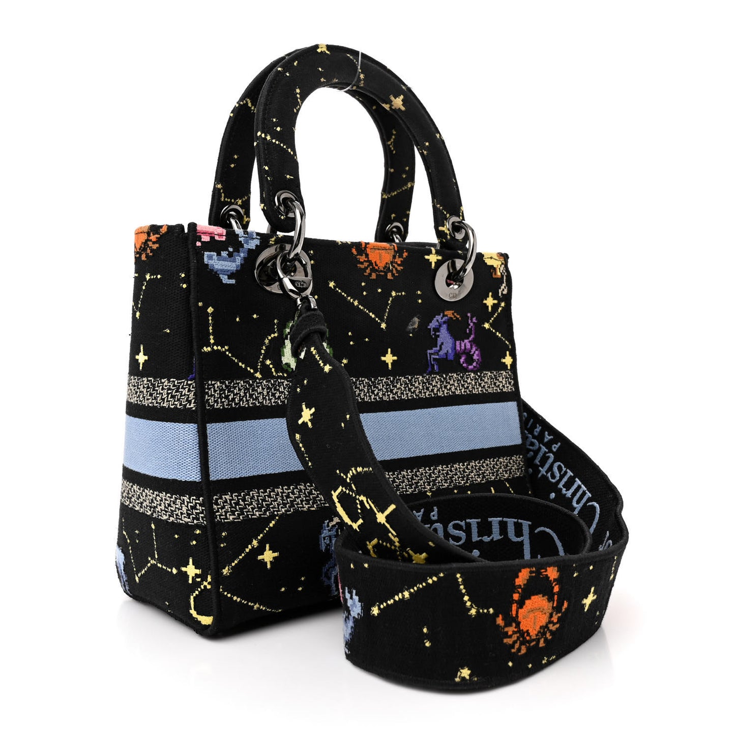 Canvas Pixel Zodiac Embroidered Medium Lady D-Lite Nero Multicolor