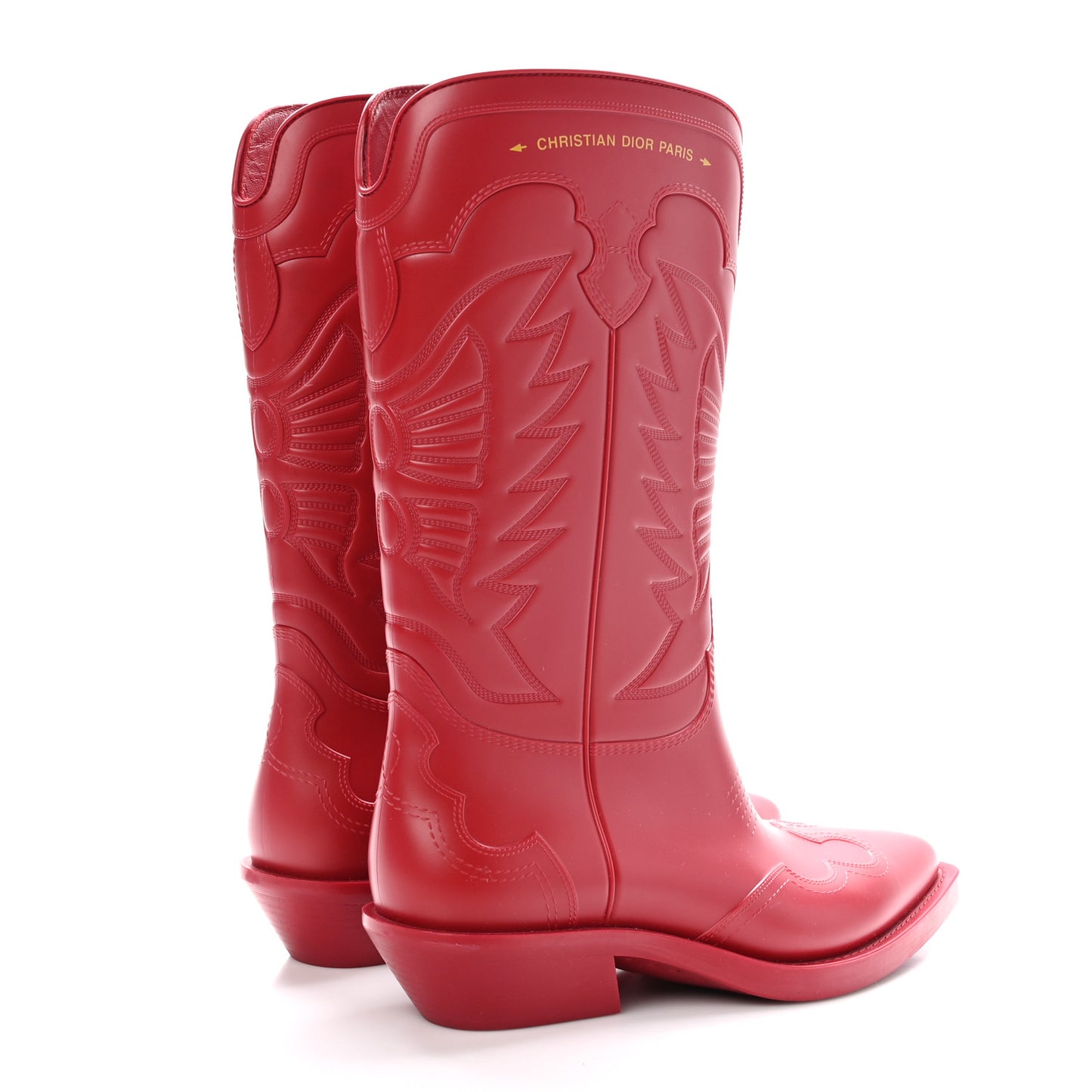 Rubber Embossed Wind Boots 40 Red