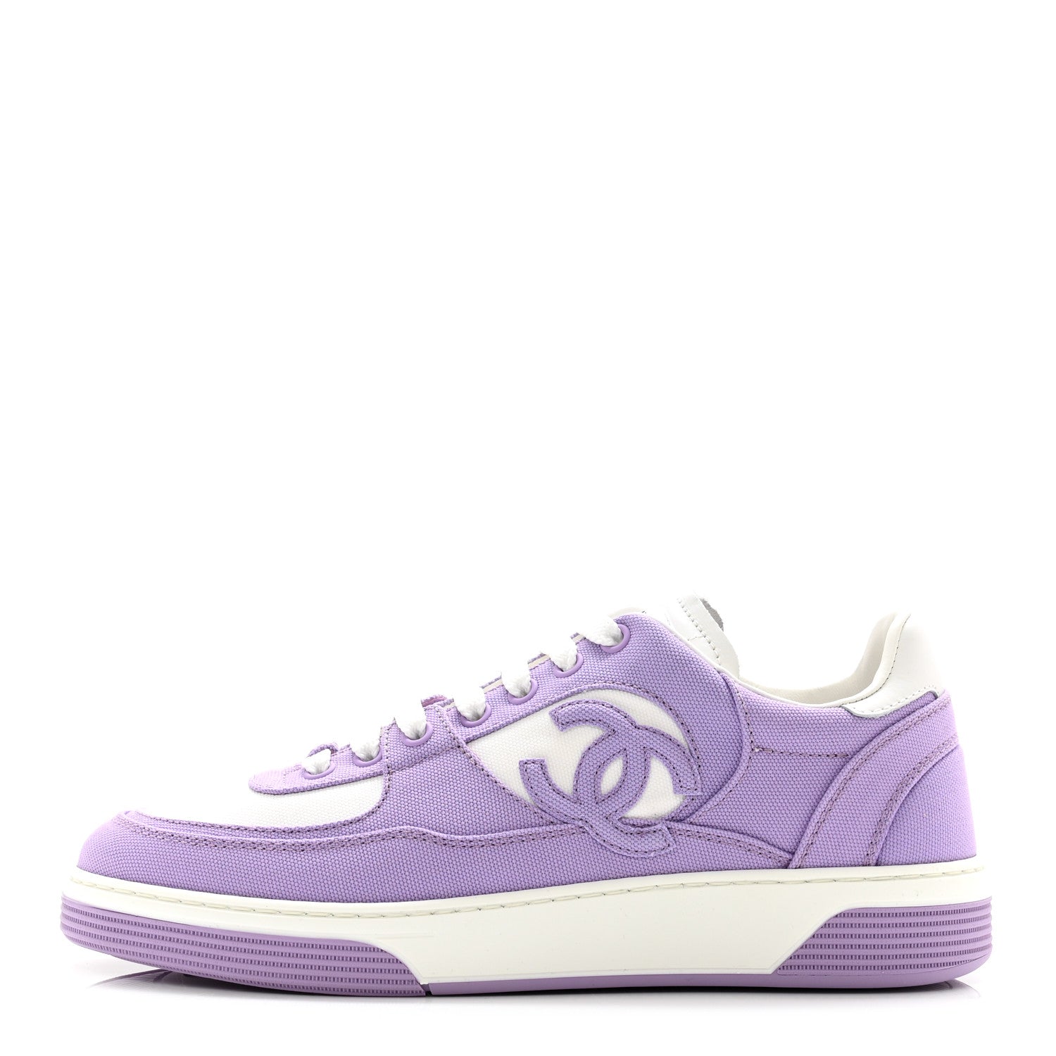 Chanel Cotton Sneakers 38.5 Purple White 1 of 8