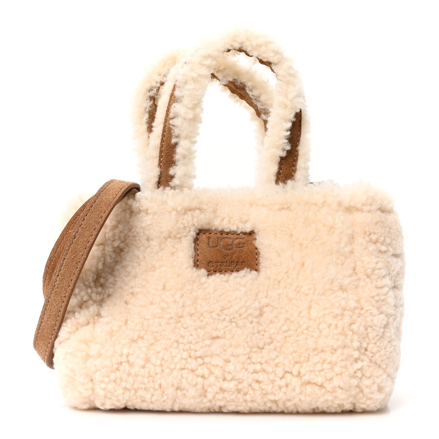 Telfar X UGG Suede Shearling Reverse Small Shopping Bag Natural