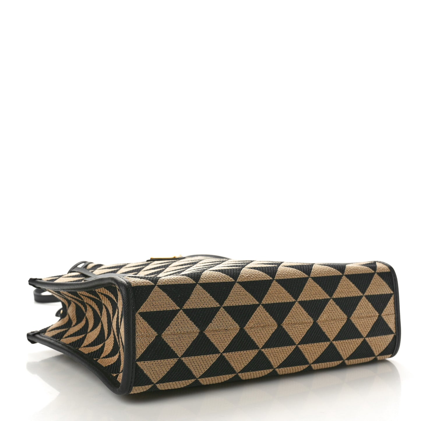 Jacquard Saffiano Triangolo Symbole Embroidered Small Tote Black Corda