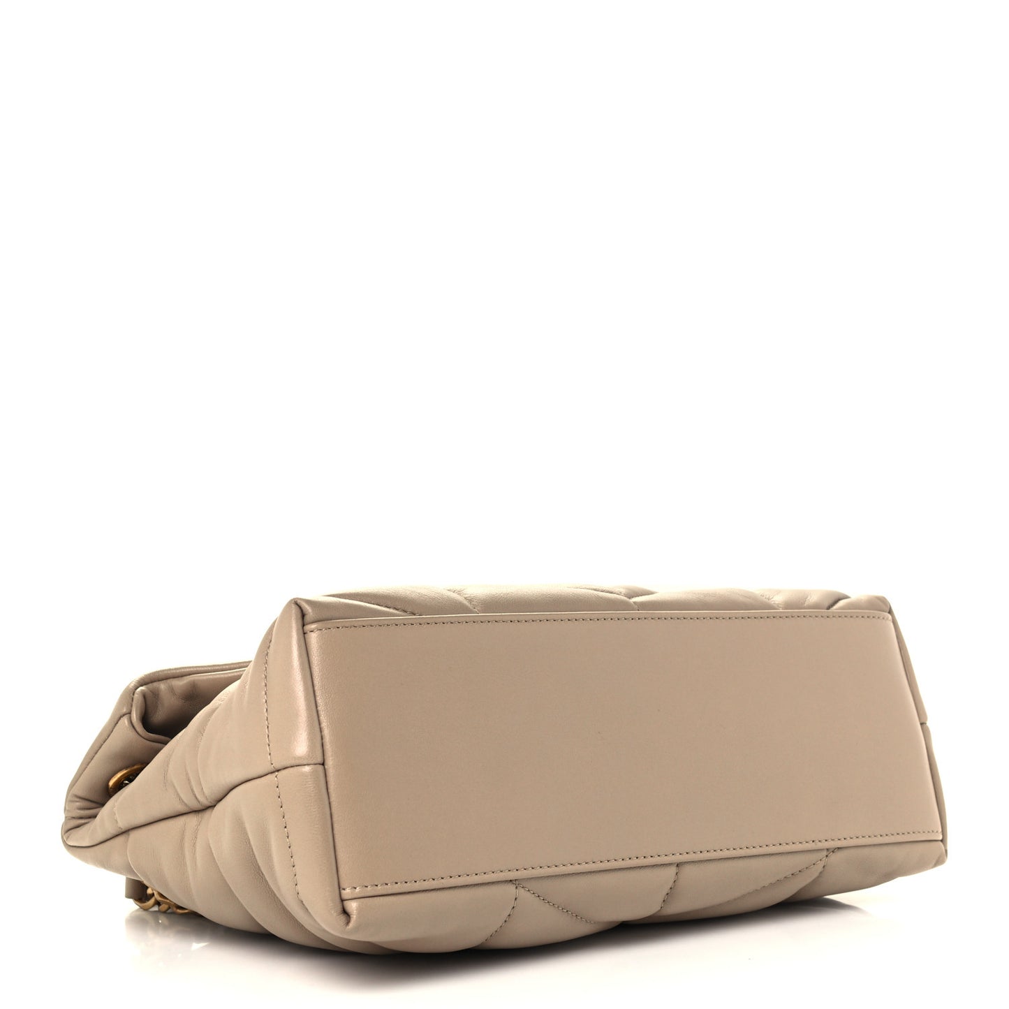 Lambskin Quilted Small Loulou Puffer Monogram Chain Satchel Dark Beige
