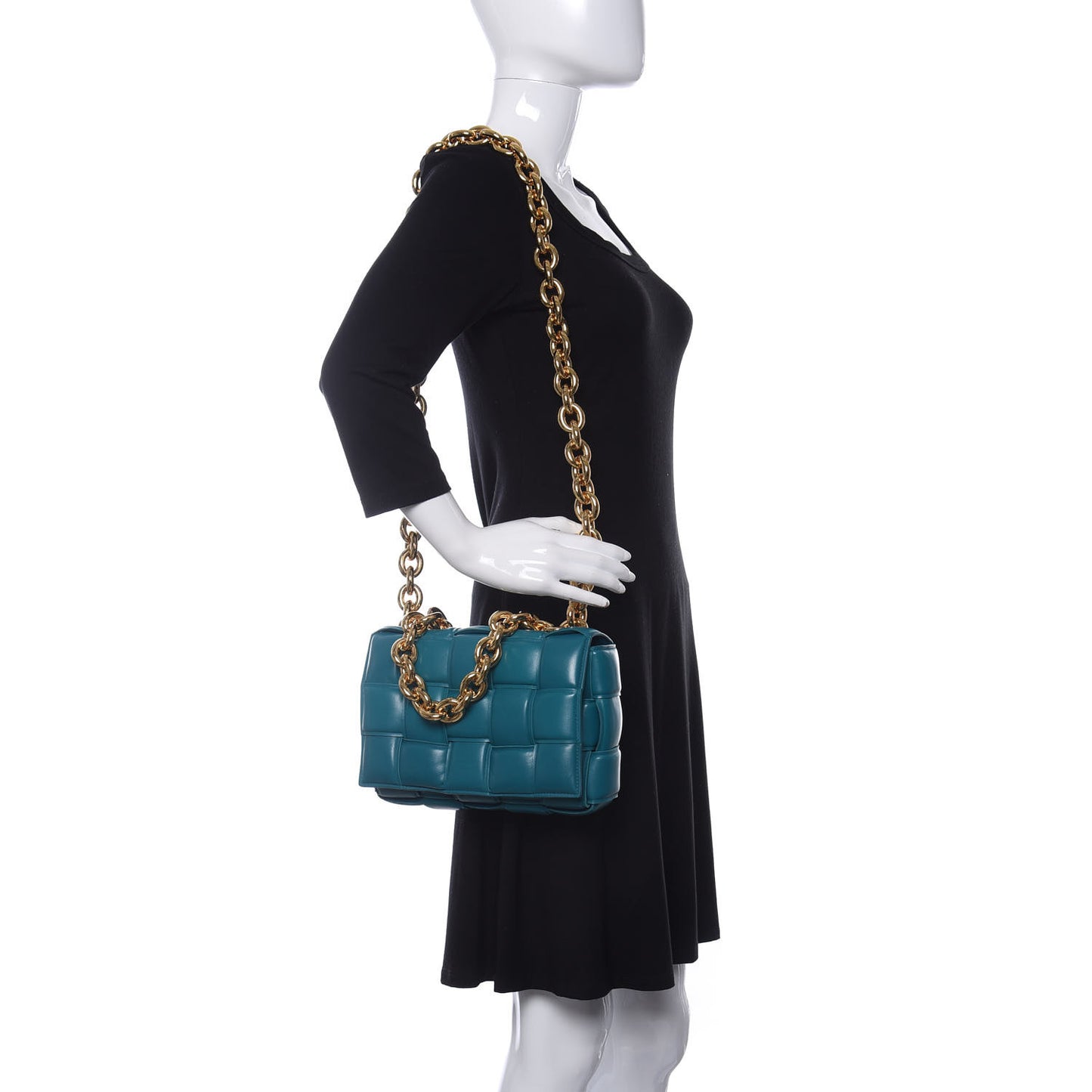 Lambskin Maxi Intreccio Padded Chain Cassette Crossbody Bag Mallard