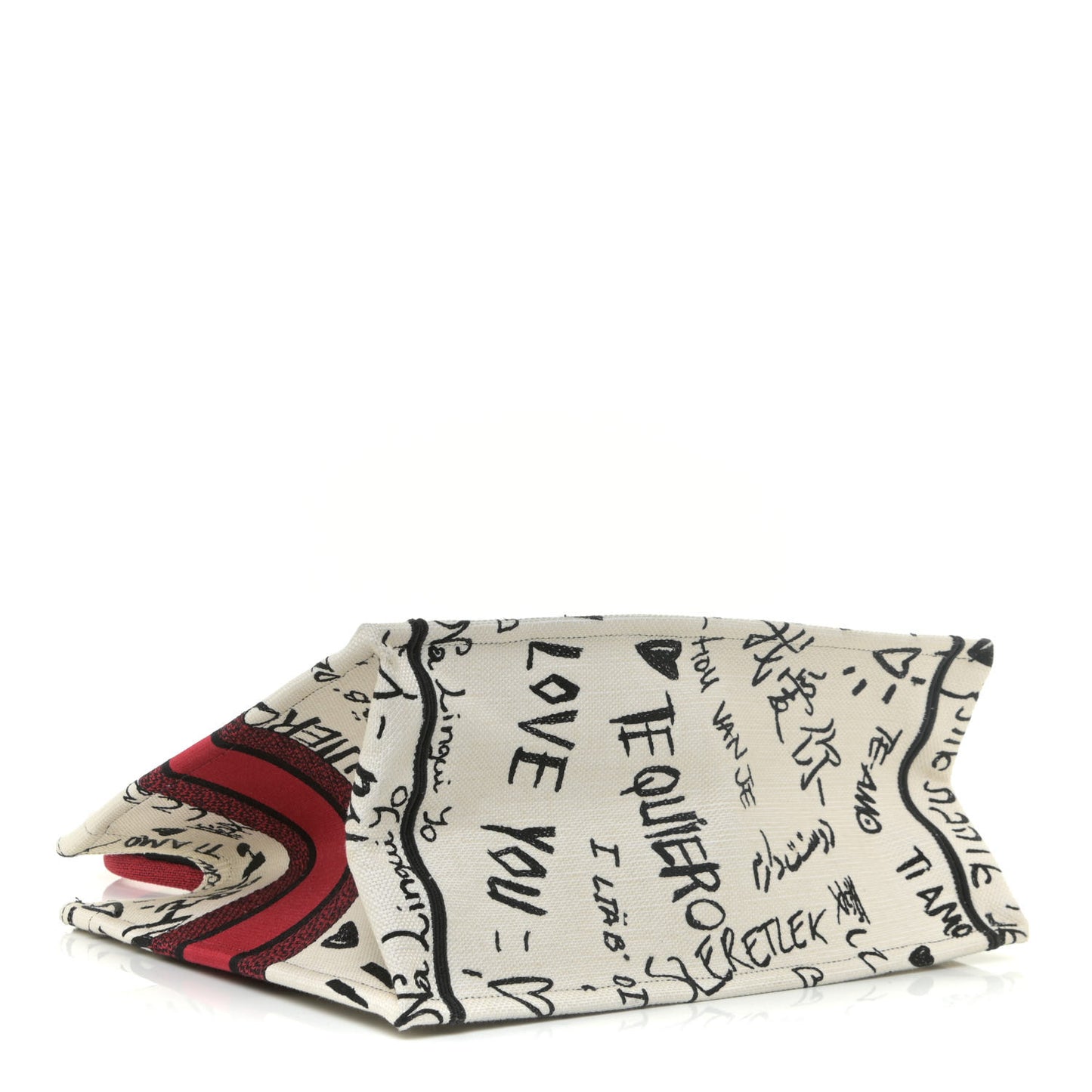 Canvas Embroidered Medium Dioramour Graffiti Book Tote Latte Multicolor