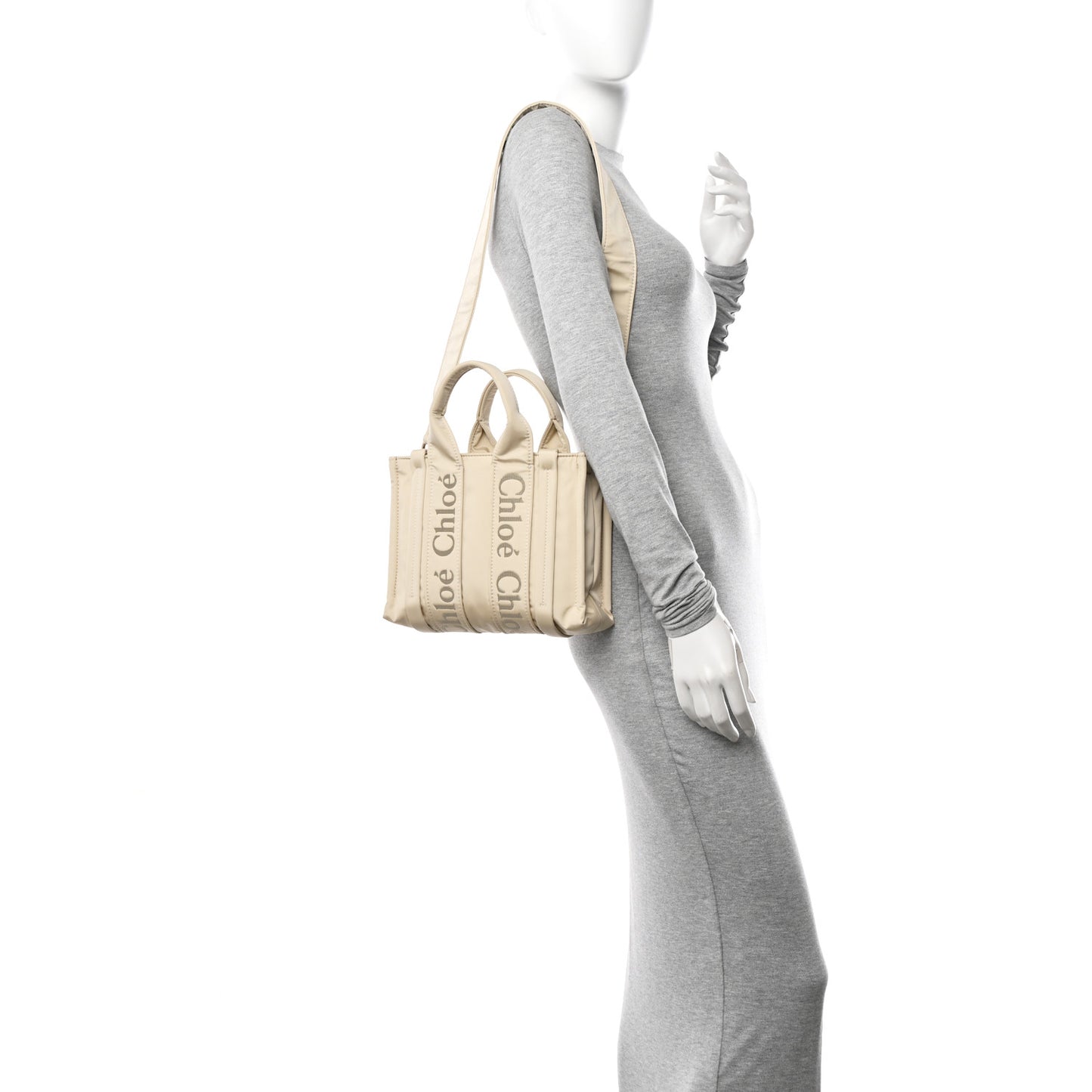 Nylon Small Woody Tote Taupe