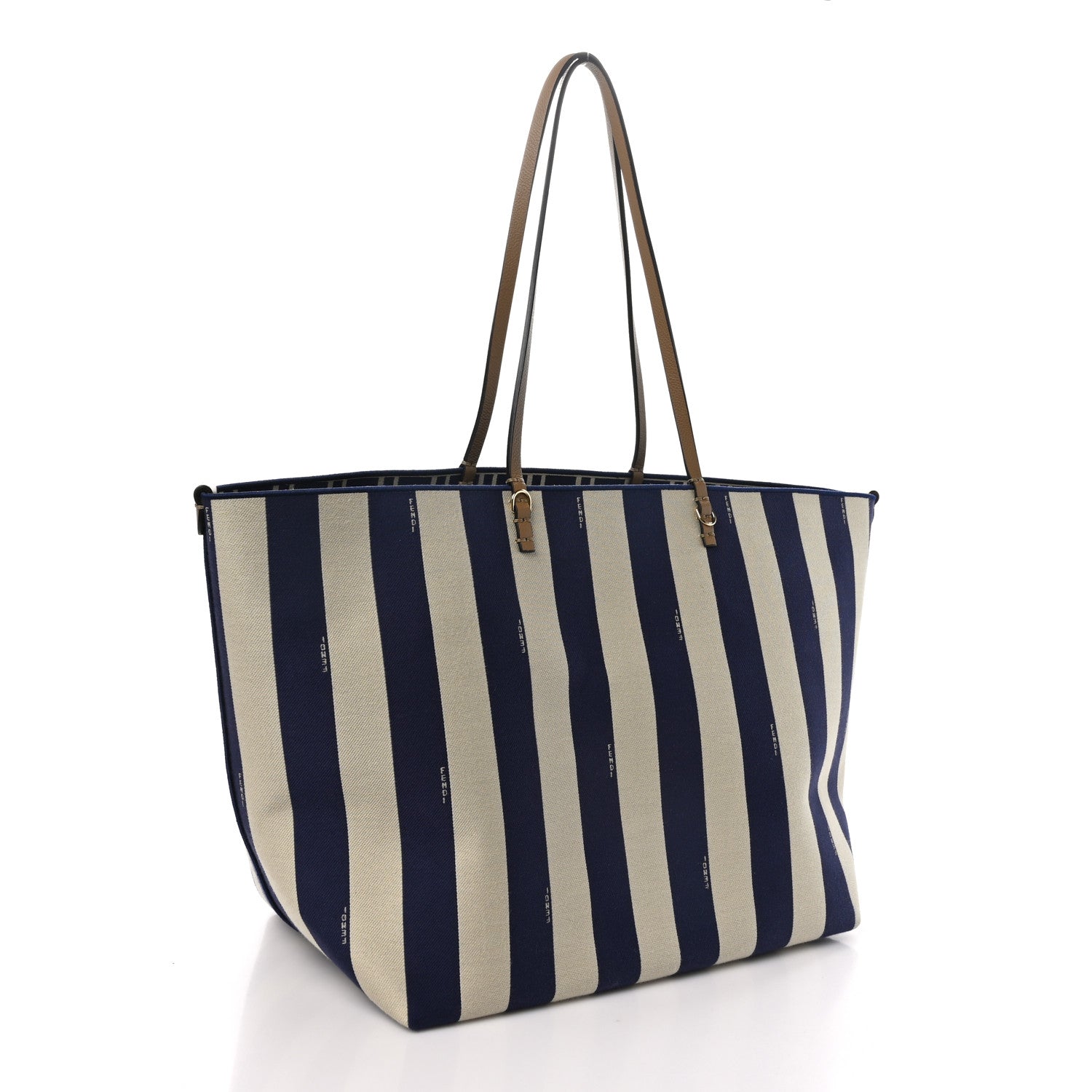 Fendi Pequin Vitello Reversible Large Shopping Tote Midnight Blue 3 of 11