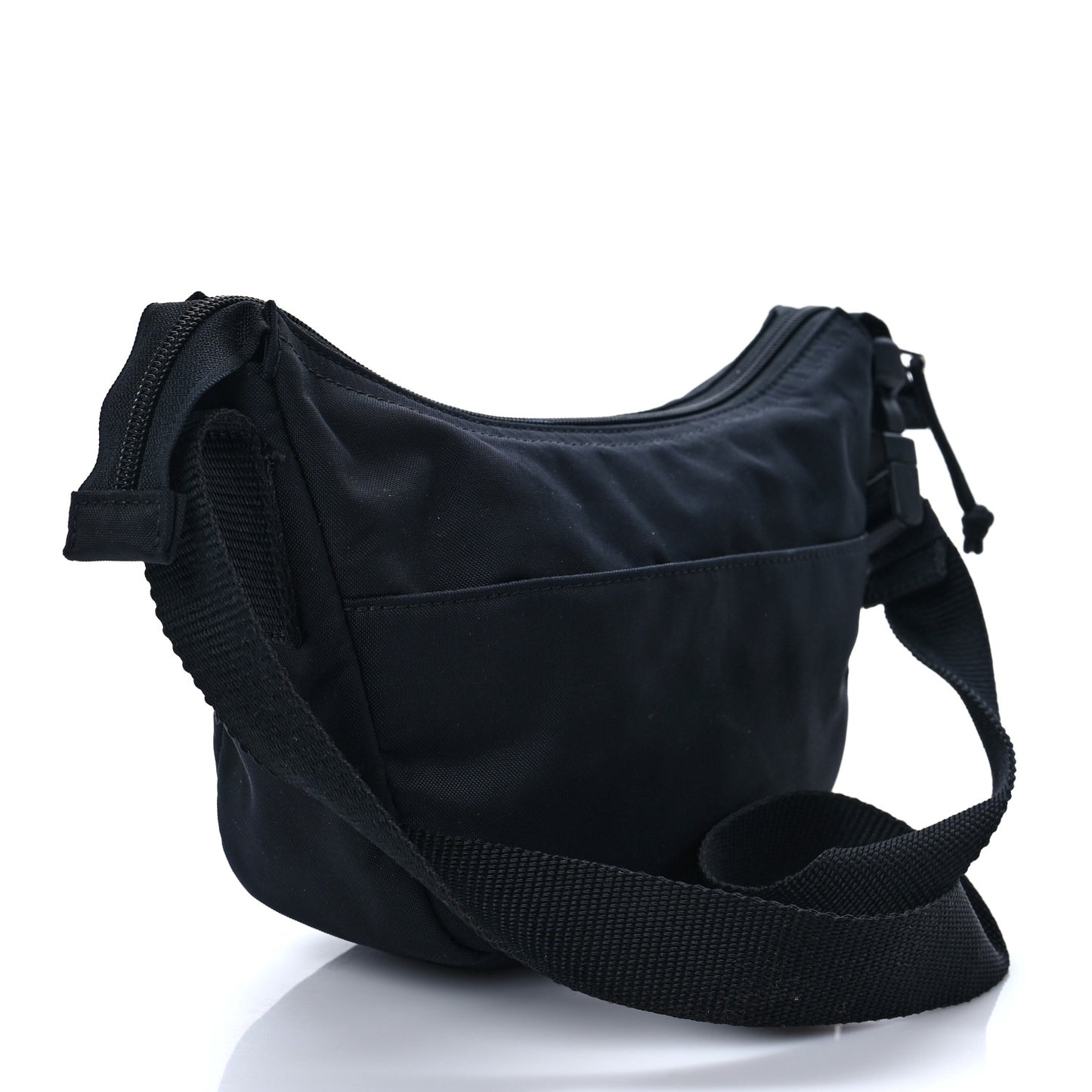 Recycled Sport Nylon Logo Embroidered Wheel Sling Bag Black White