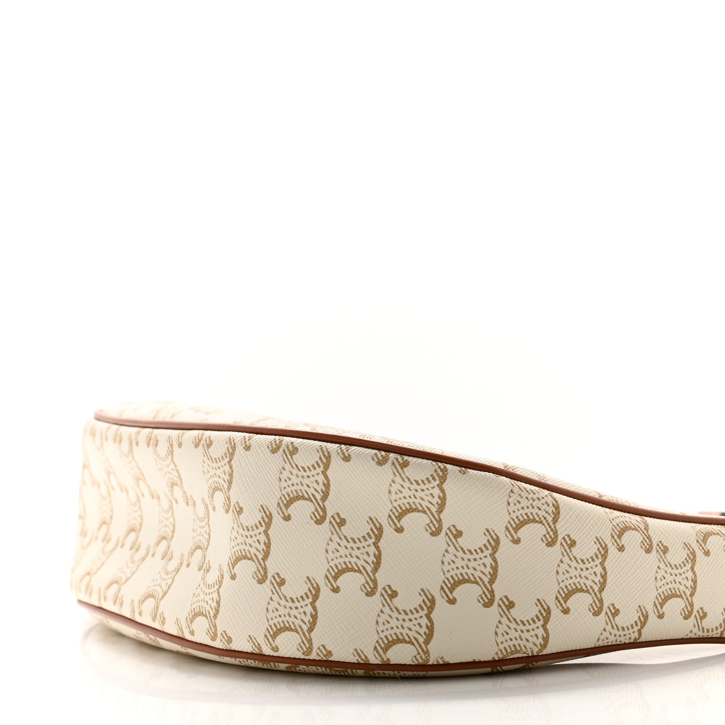 Canvas Calfskin Ava Triomphe Shoulder Bag White