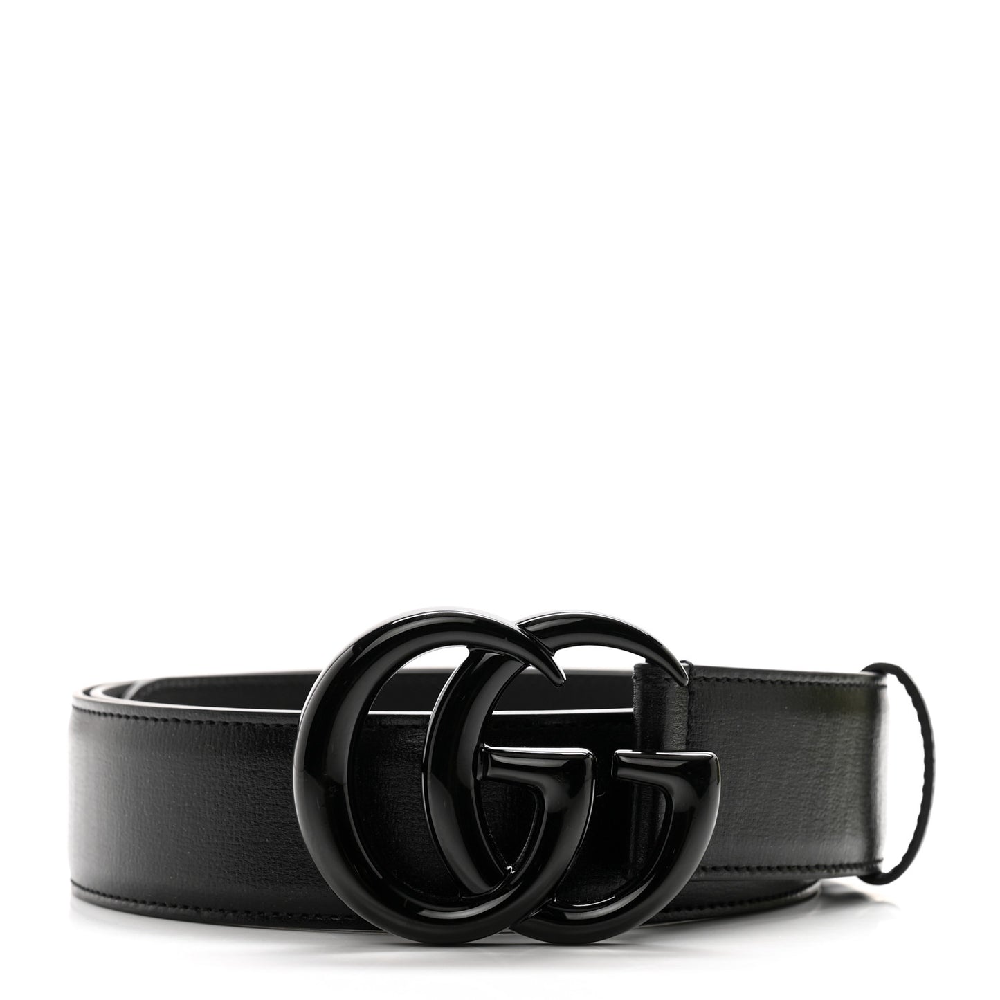 Azalea Calfskin Enamel Monochrome Double G 40mm Belt 110 44 Black