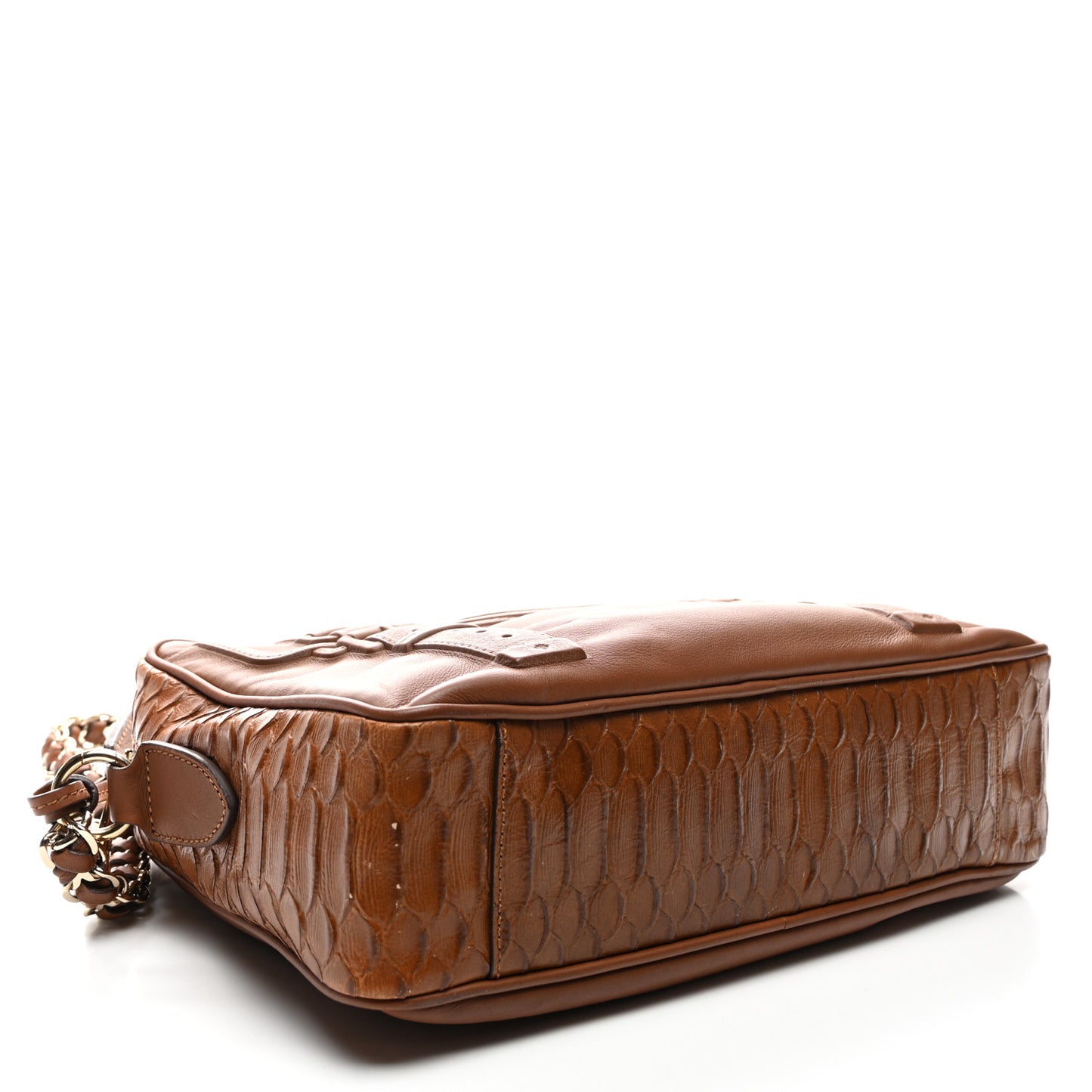 Calfskin Silky Snake Print Maisie Bag Oak