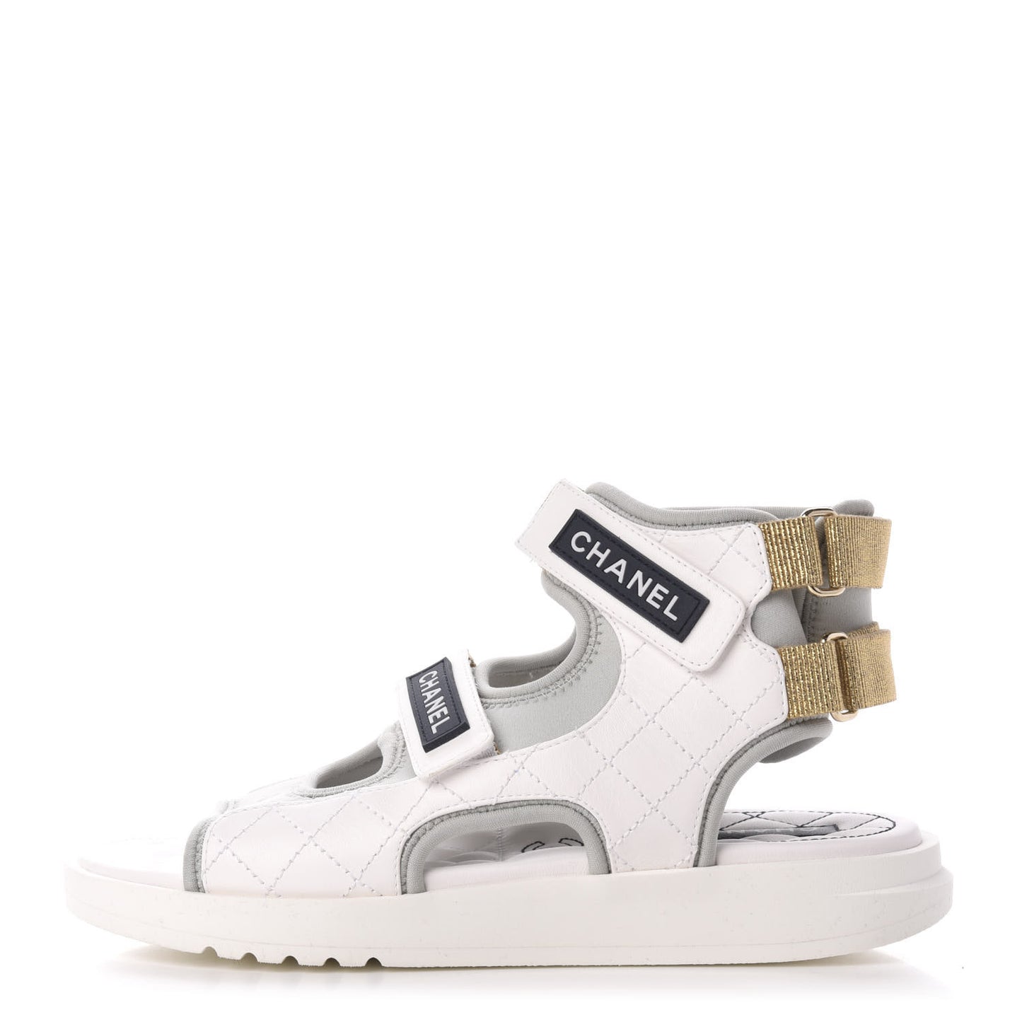 Goatskin Fabric Gladiator Sandals 39 White Light Grey Navy Blue