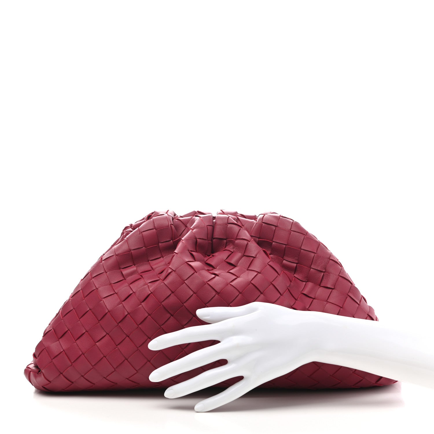 Bottega Veneta Nappa Maxi Intrecciato The Pouch Oversized Clutch Dark Red 3 of 11