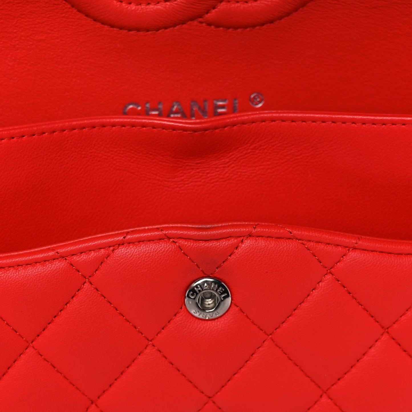 Lambskin Quilted Medium Double Flap Red